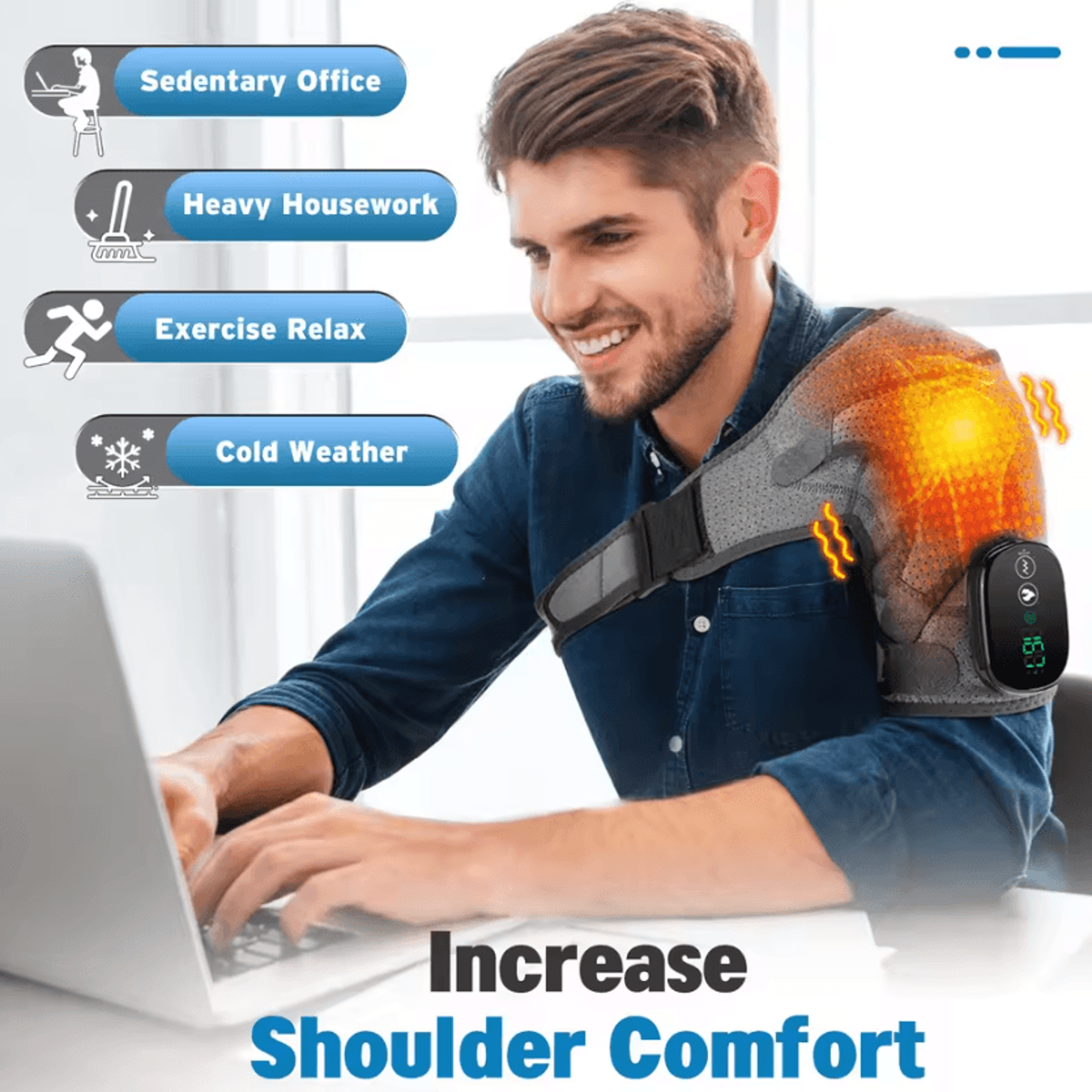 shoulder massager with heat & vibration – heated shoulder wrap for neck & shoulder comfort