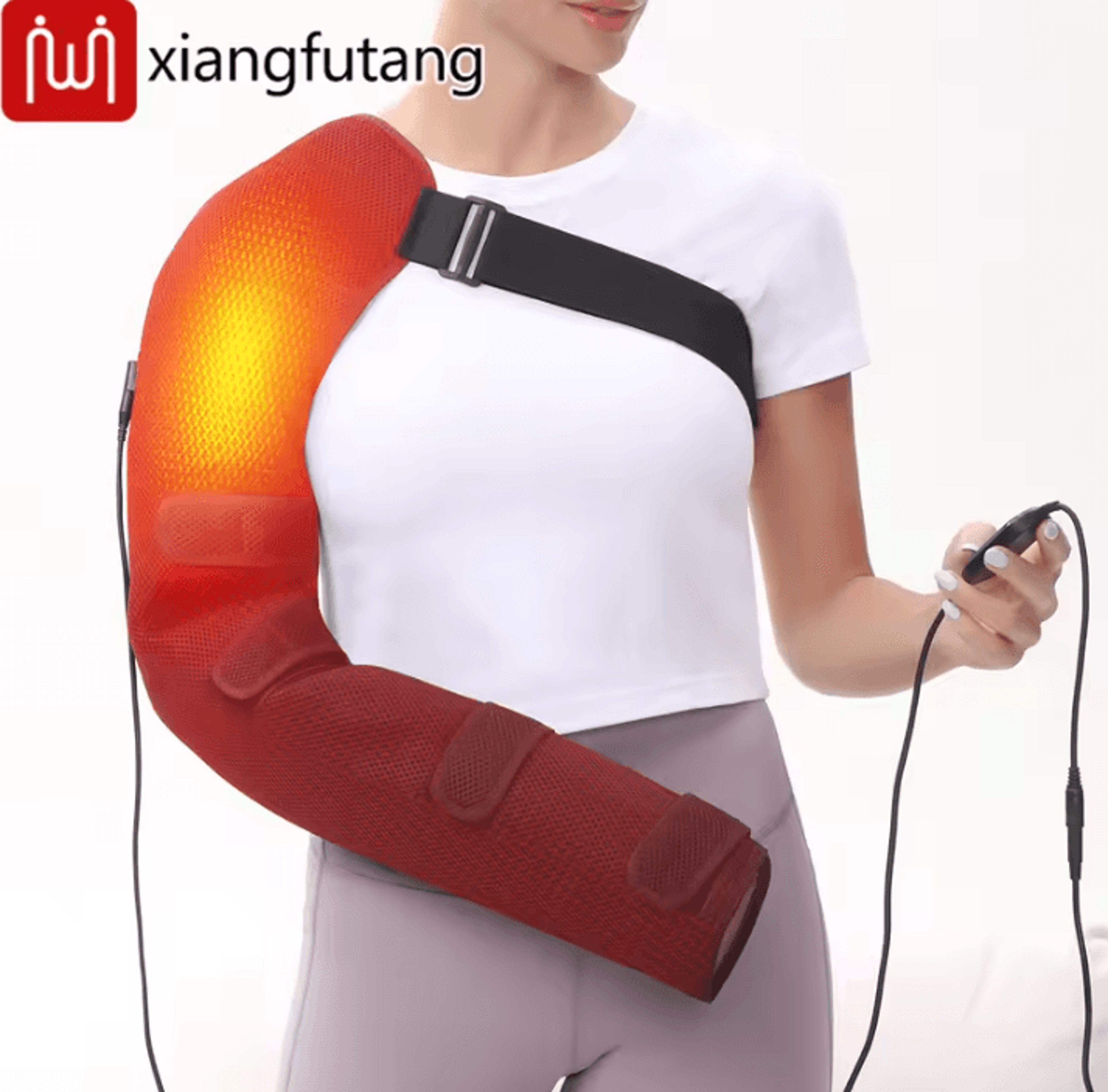 ultra long heated arm wrap with vibration massager for shoulder, elbow & wrist relief