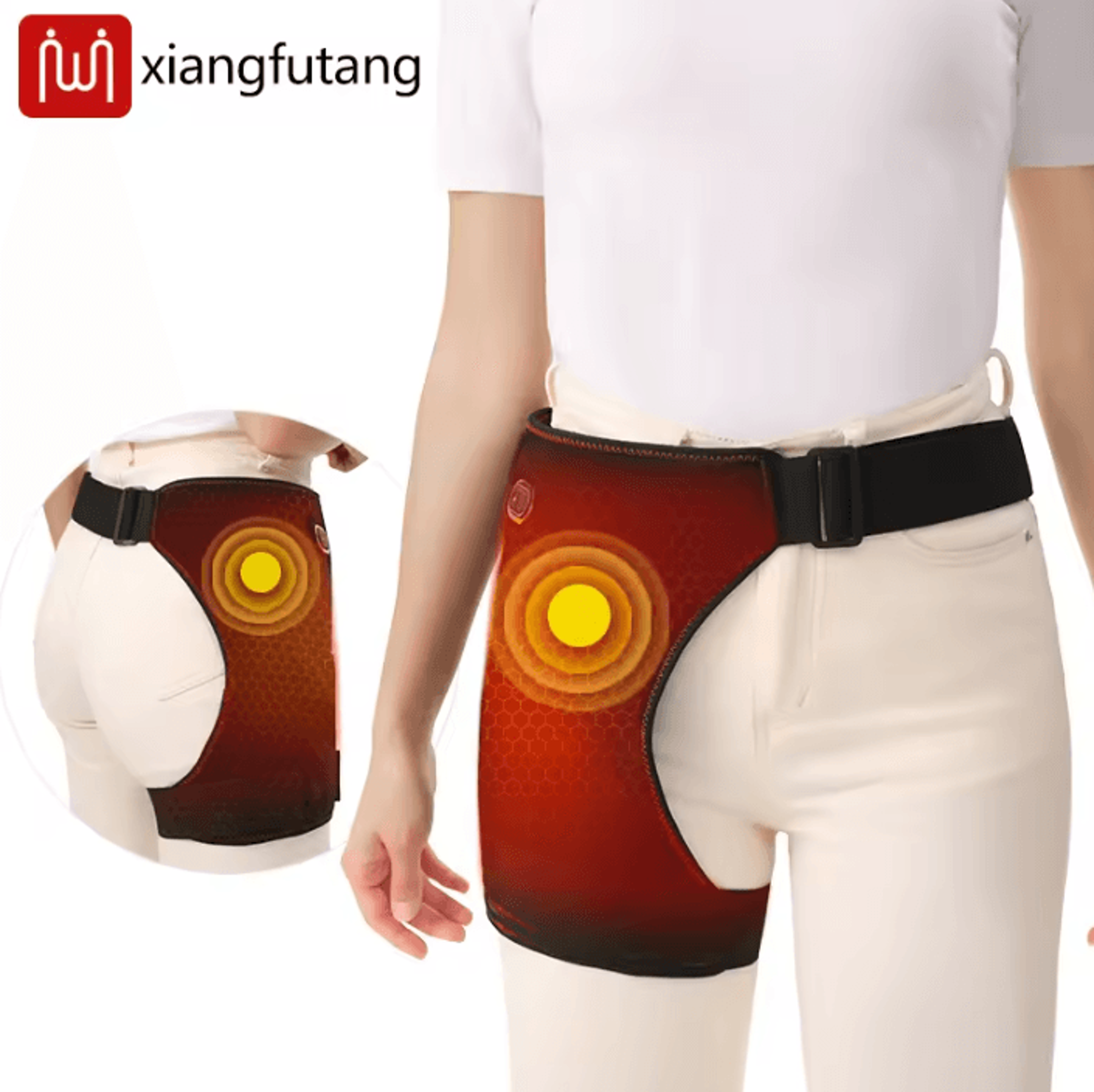electric heated hip wrap with adjustable heat & timer for hip and thigh comfort