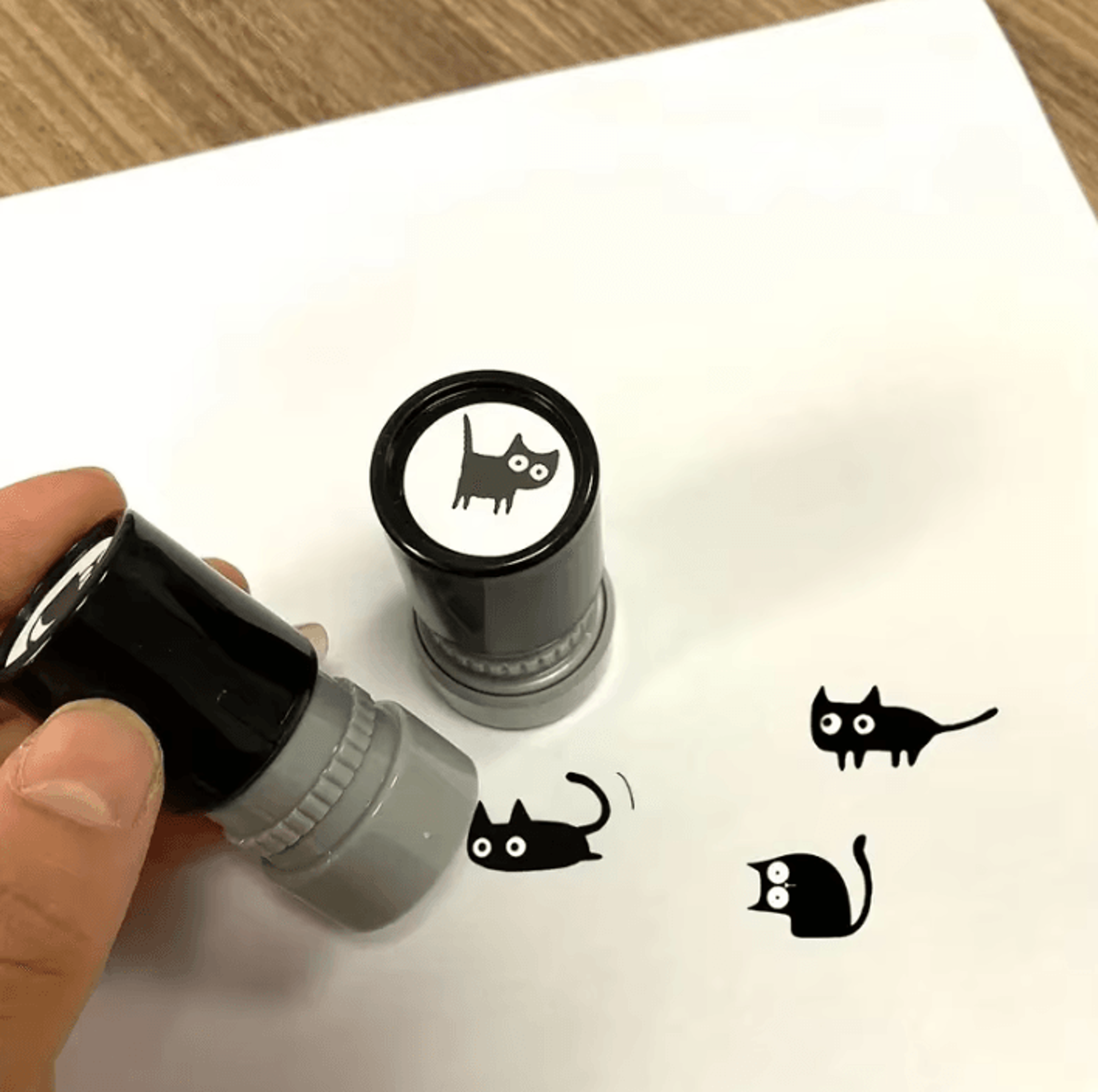 cute black cat self-inking stamp for journals, scrapbooks & diy crafts