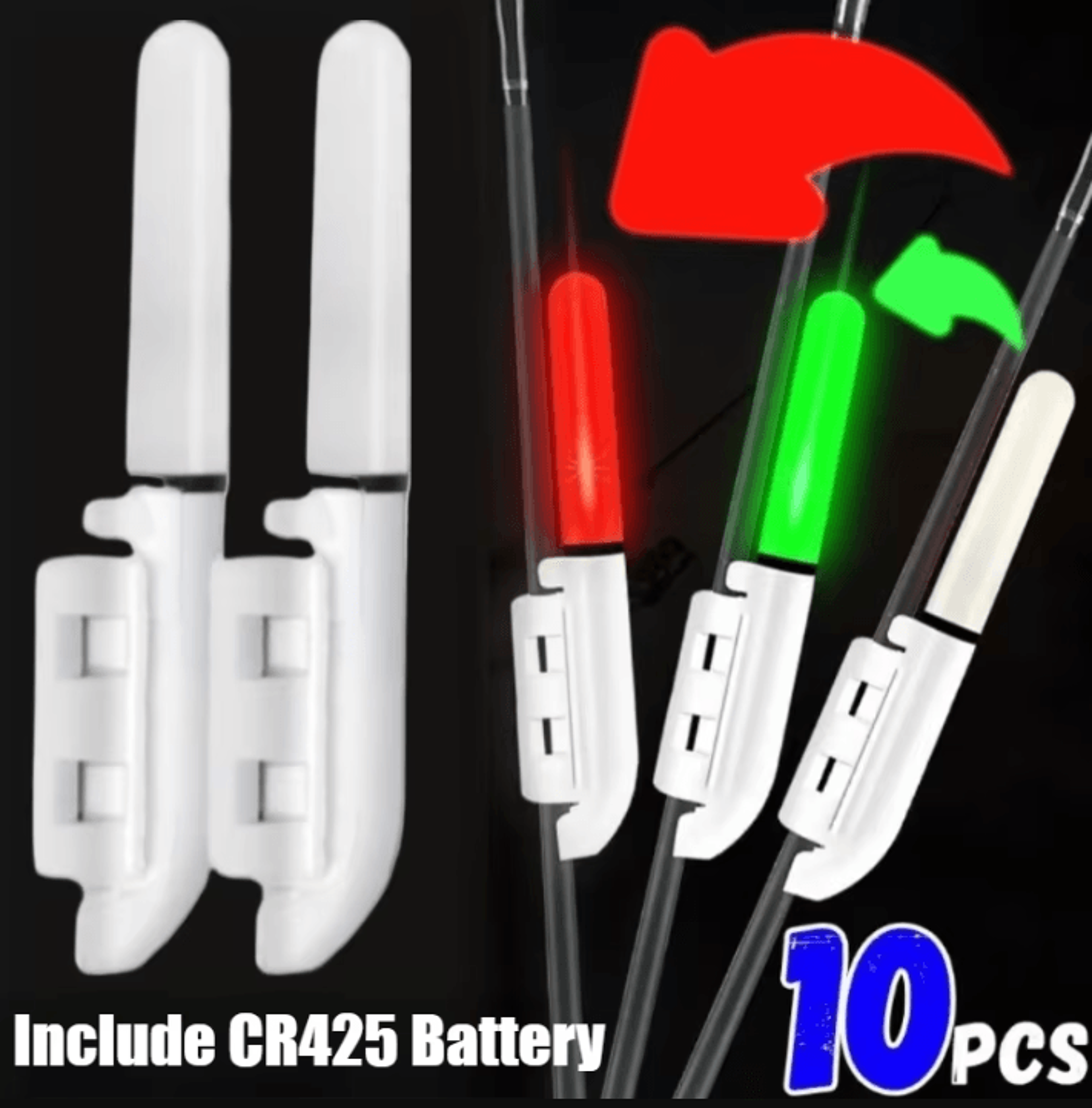 waterproof led fishing rod tip light for night fishing with cr425 battery