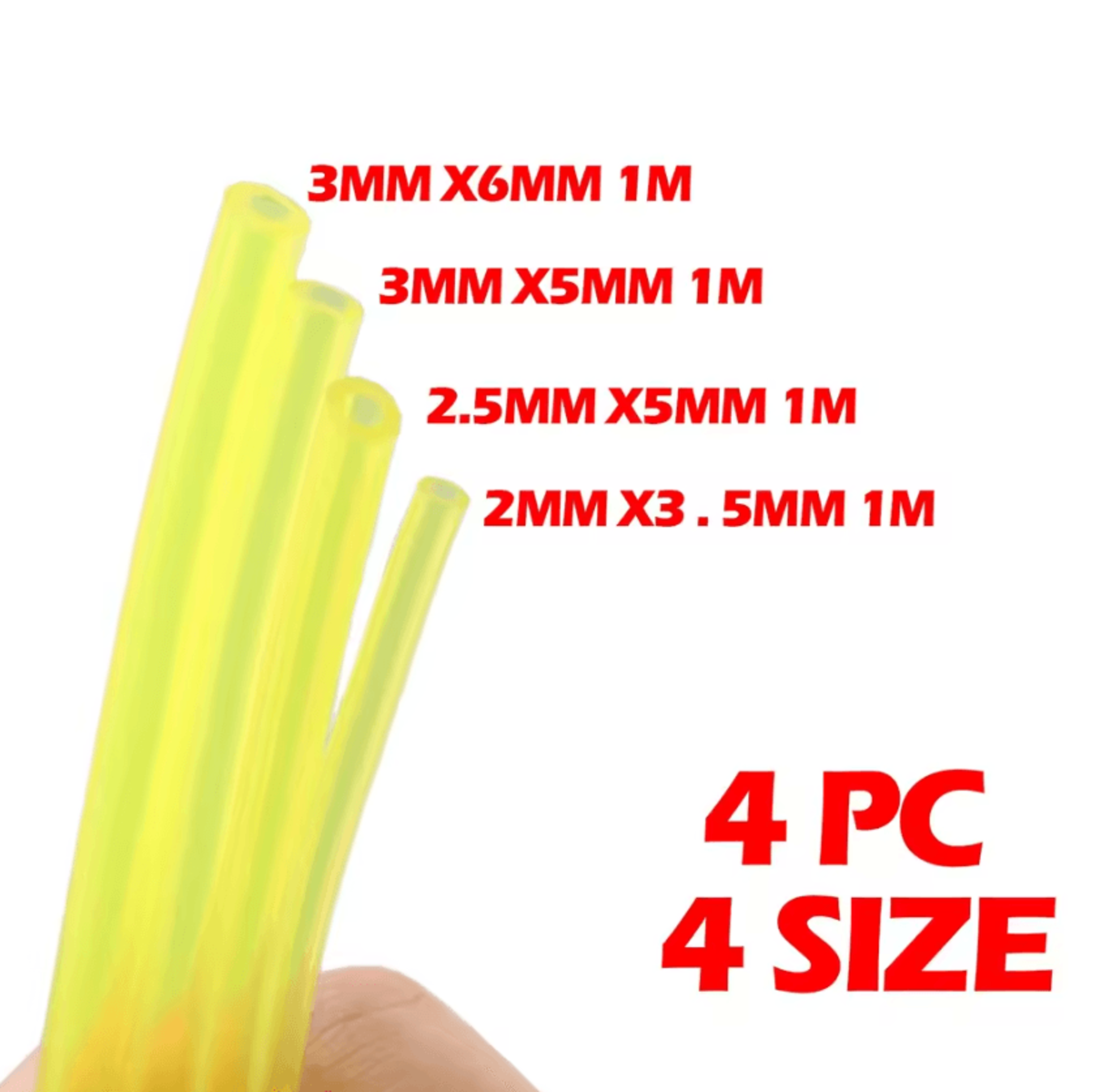 4-piece universal fuel line hose set for chainsaws, trimmers & small engines