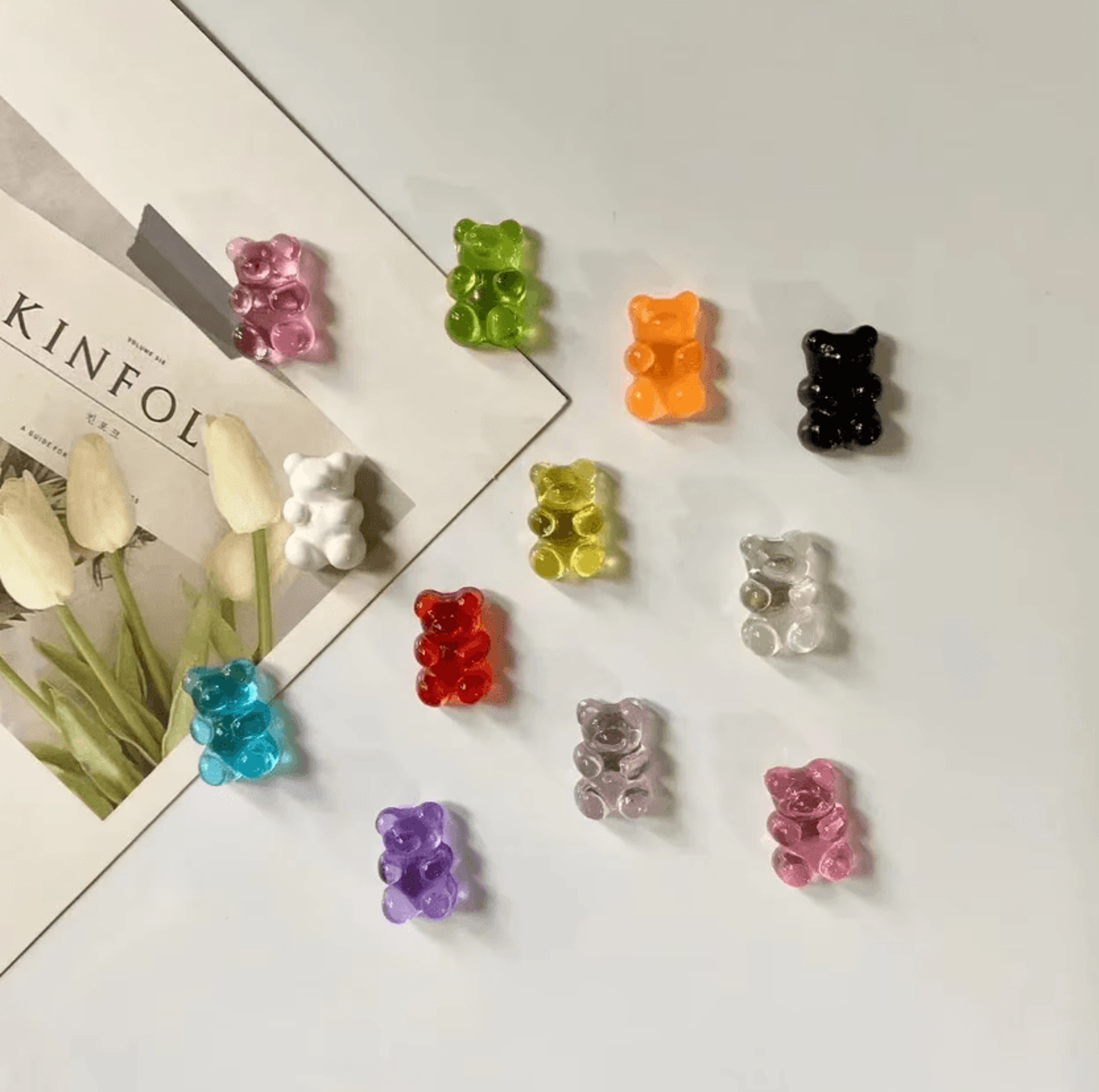 10-piece cute bear refrigerator magnets for fridge, whiteboard & photo display