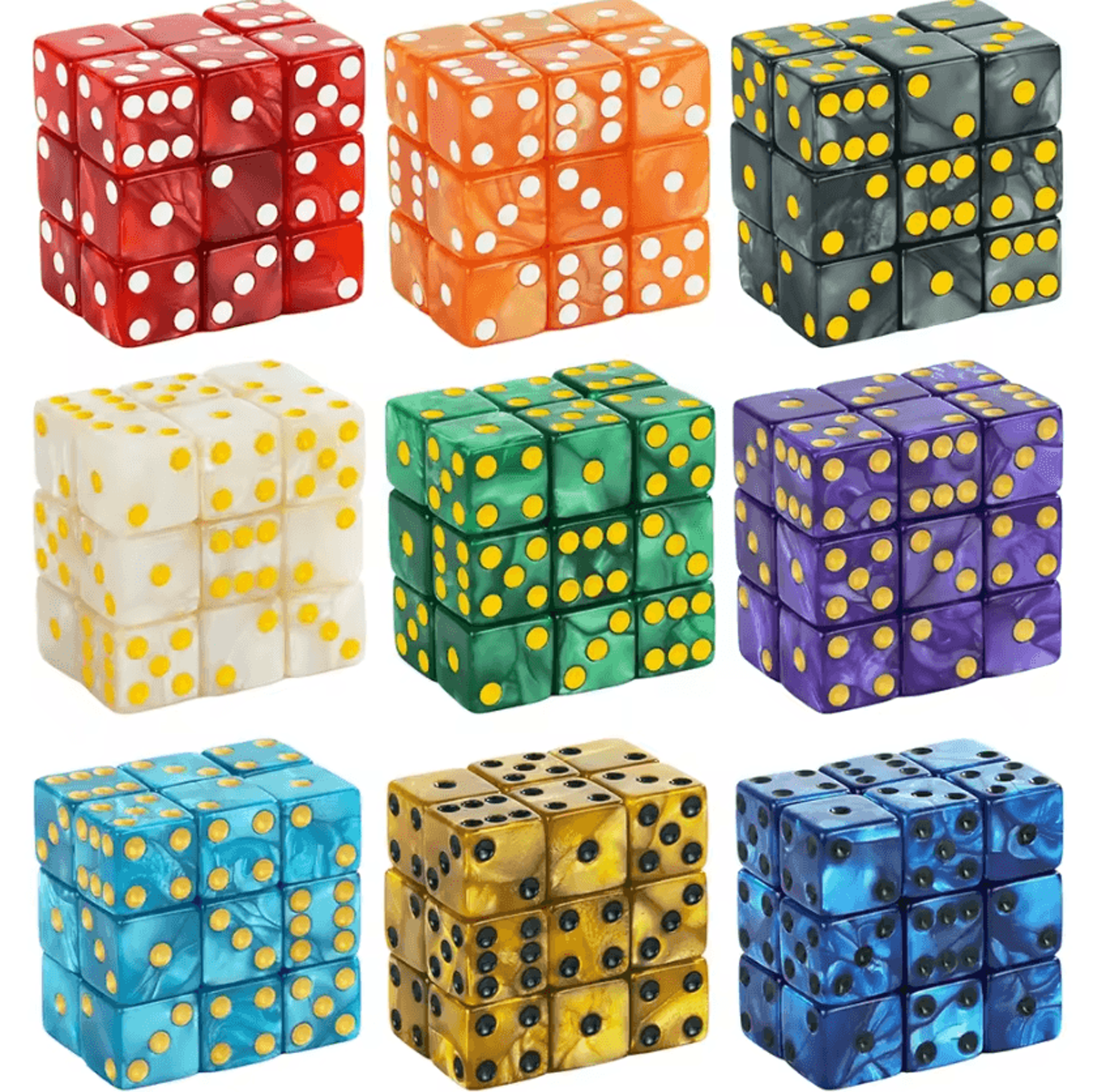 16mm marble acrylic d6 dice set for rpg, board games & math learning