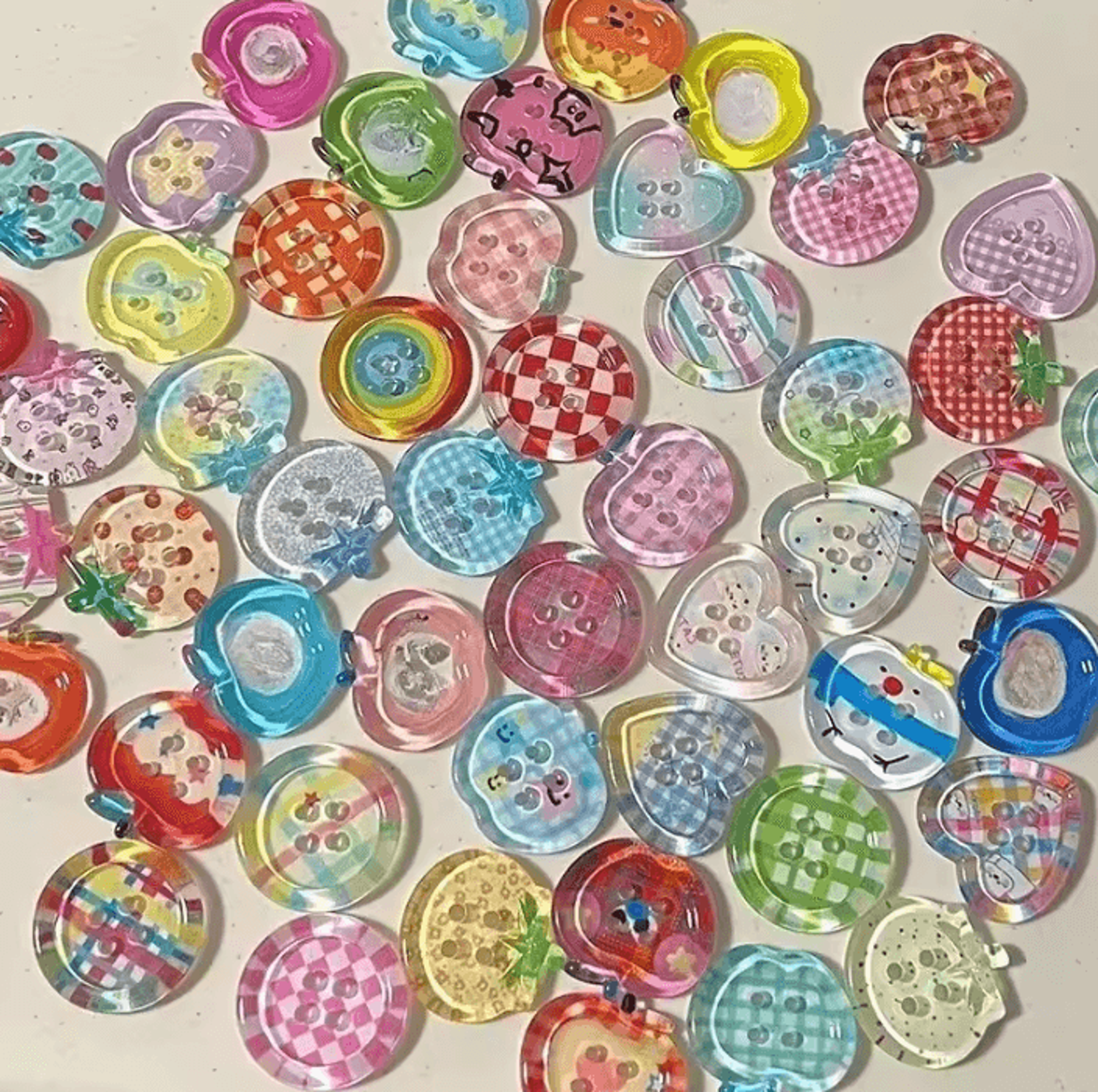 dopamine color transparent decorative buttons for diy crafts & sewing
