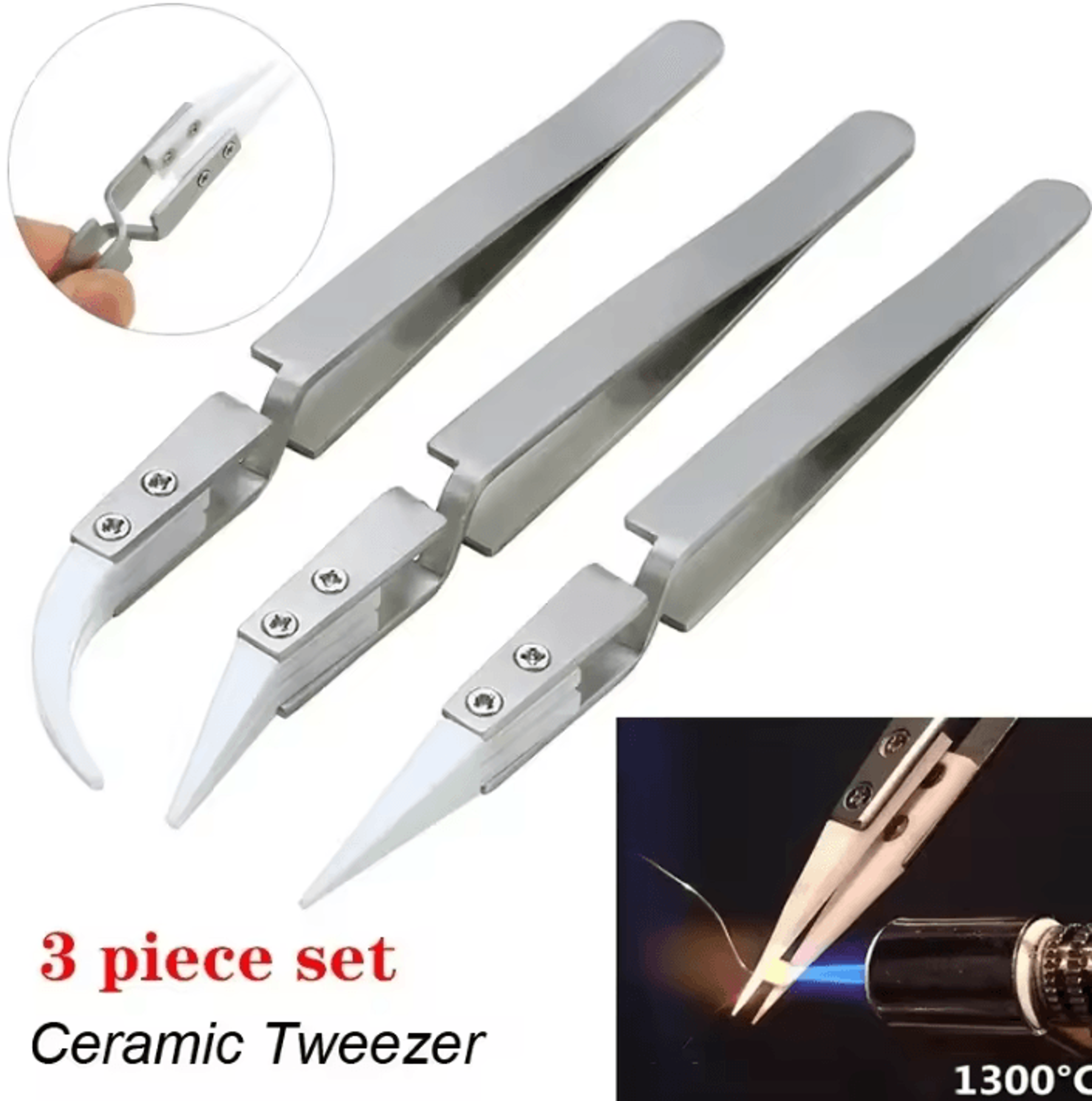 ceramic tip anti-static reverse soldering tweezers