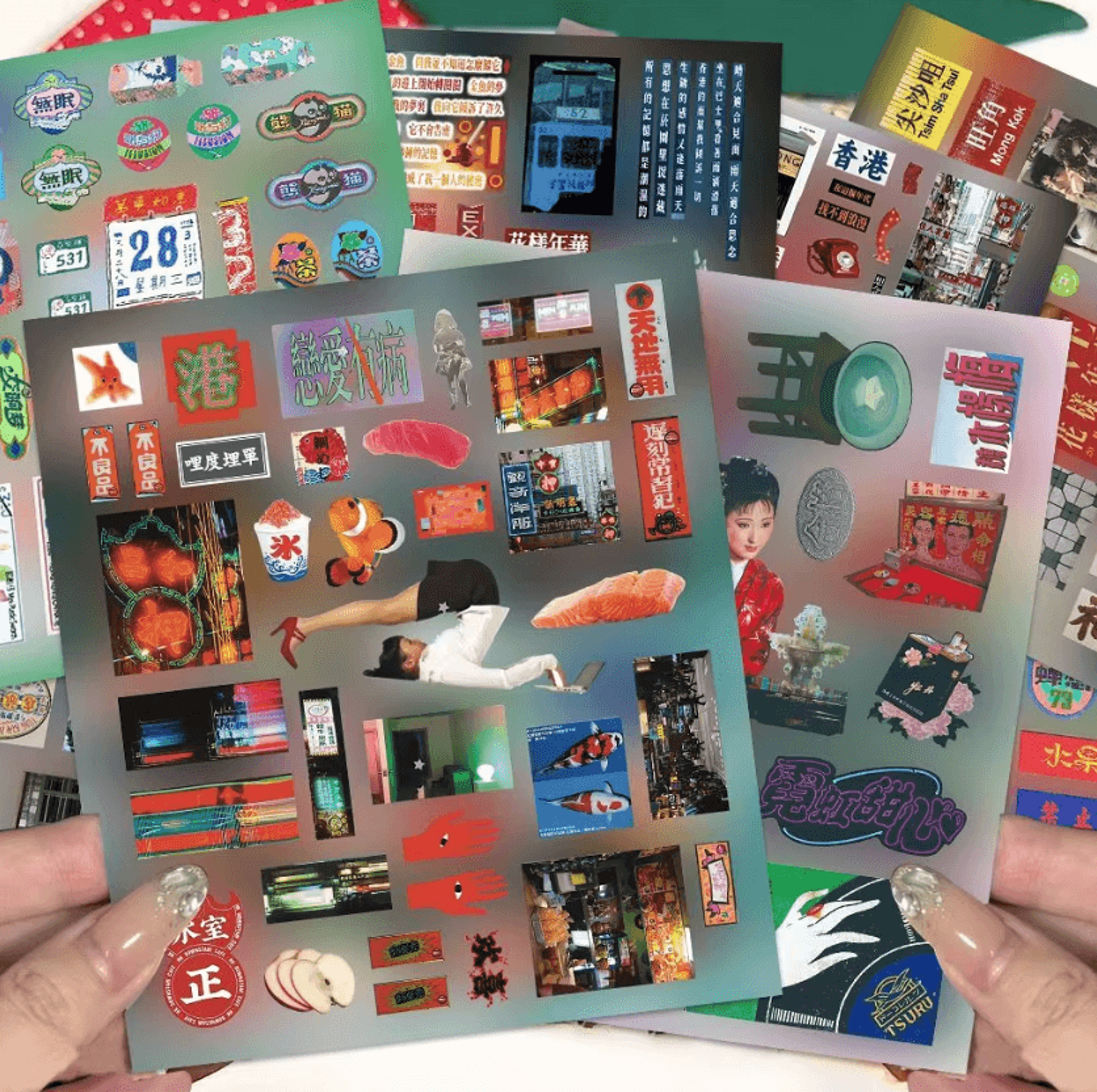 6-sheet y2k dreamcore & weirdcore scrapbook sticker set