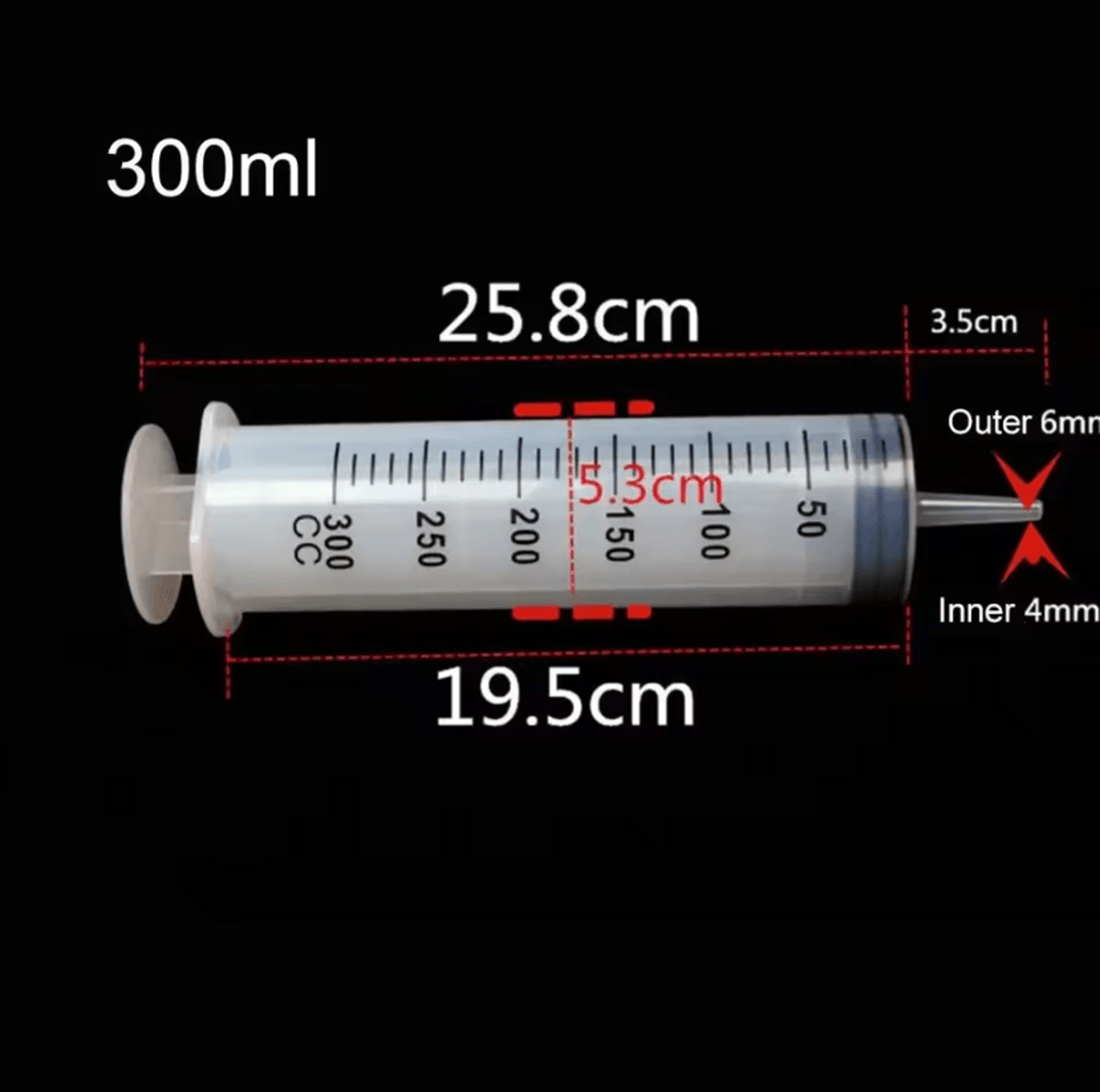 large capacity reusable syringe with 1.3m tube for liquid transfer