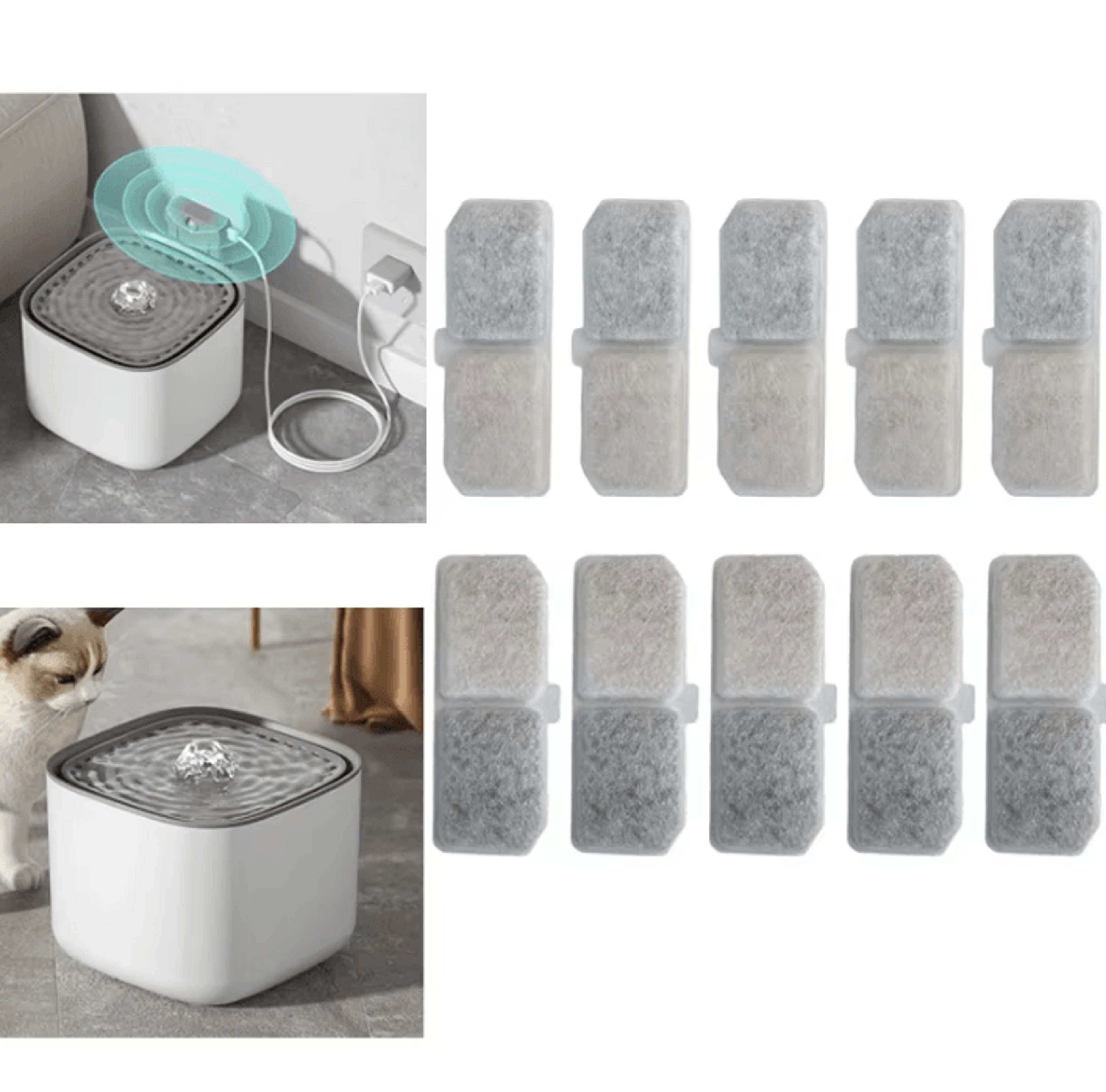 10-piece cat water fountain replacement filter set