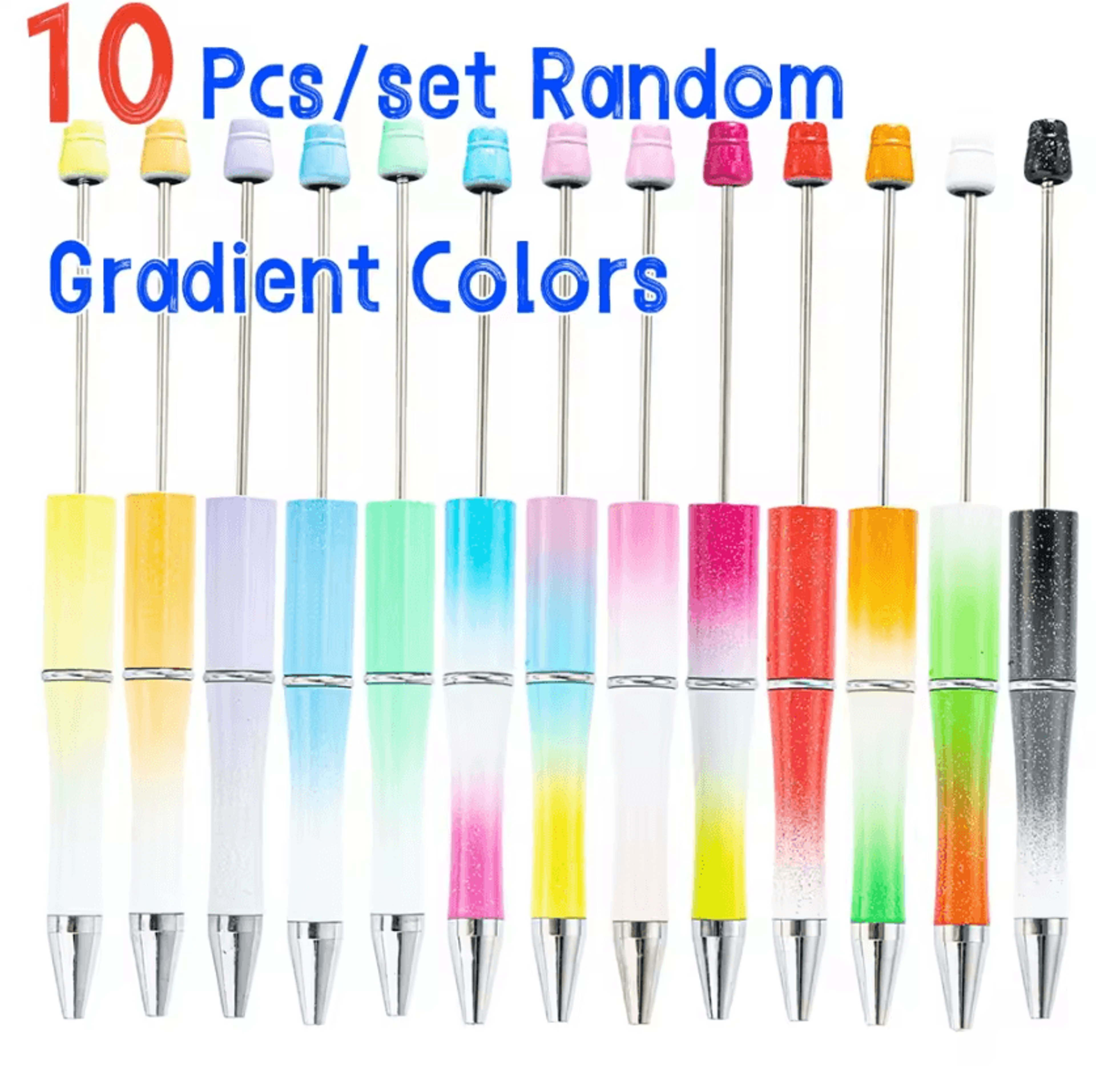 10-piece mixed beadable ballpoint pen set for diy crafts & party favors