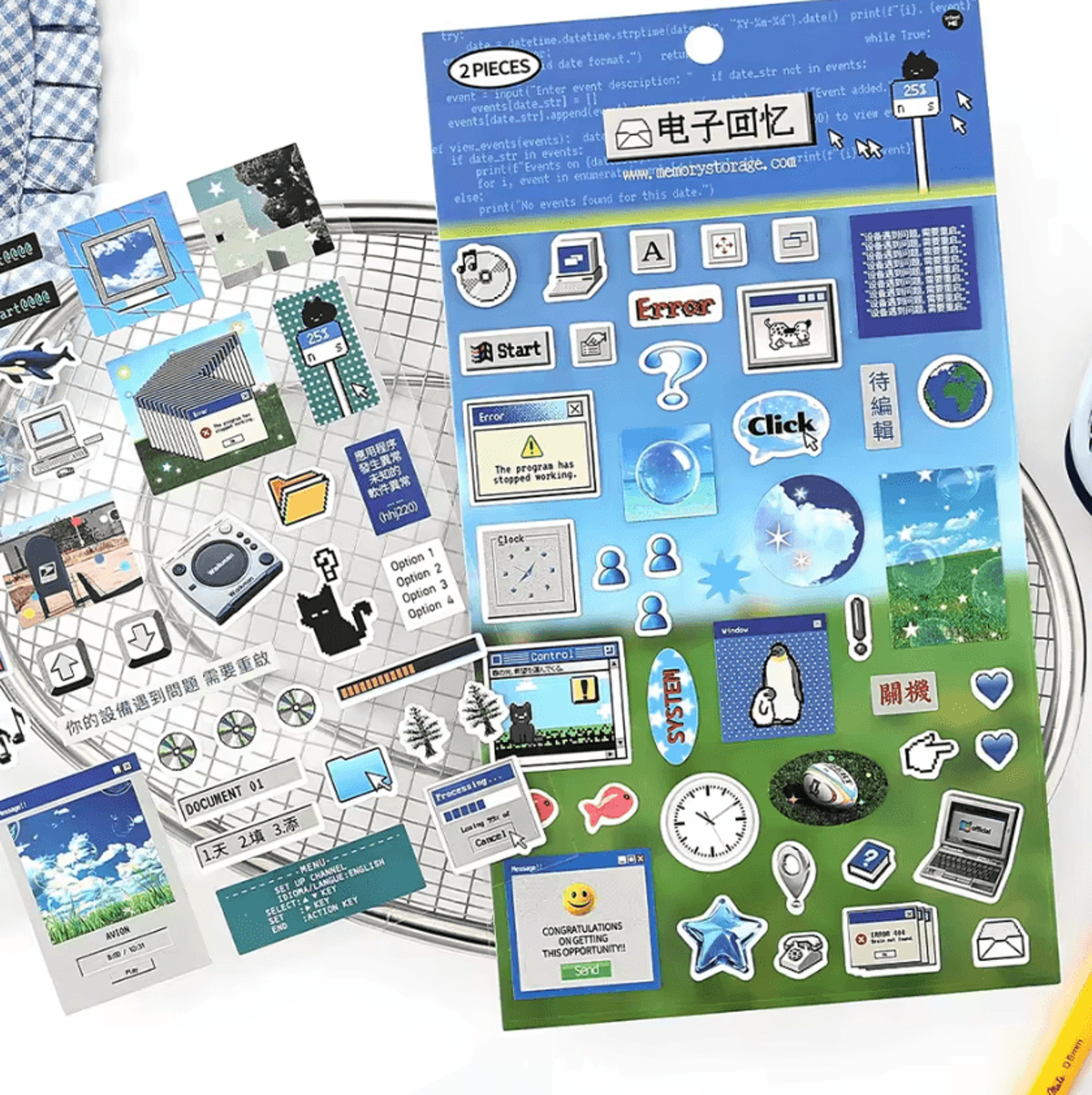 y2k kawaii sticker sheets for journals, scrapbooks & diy collage