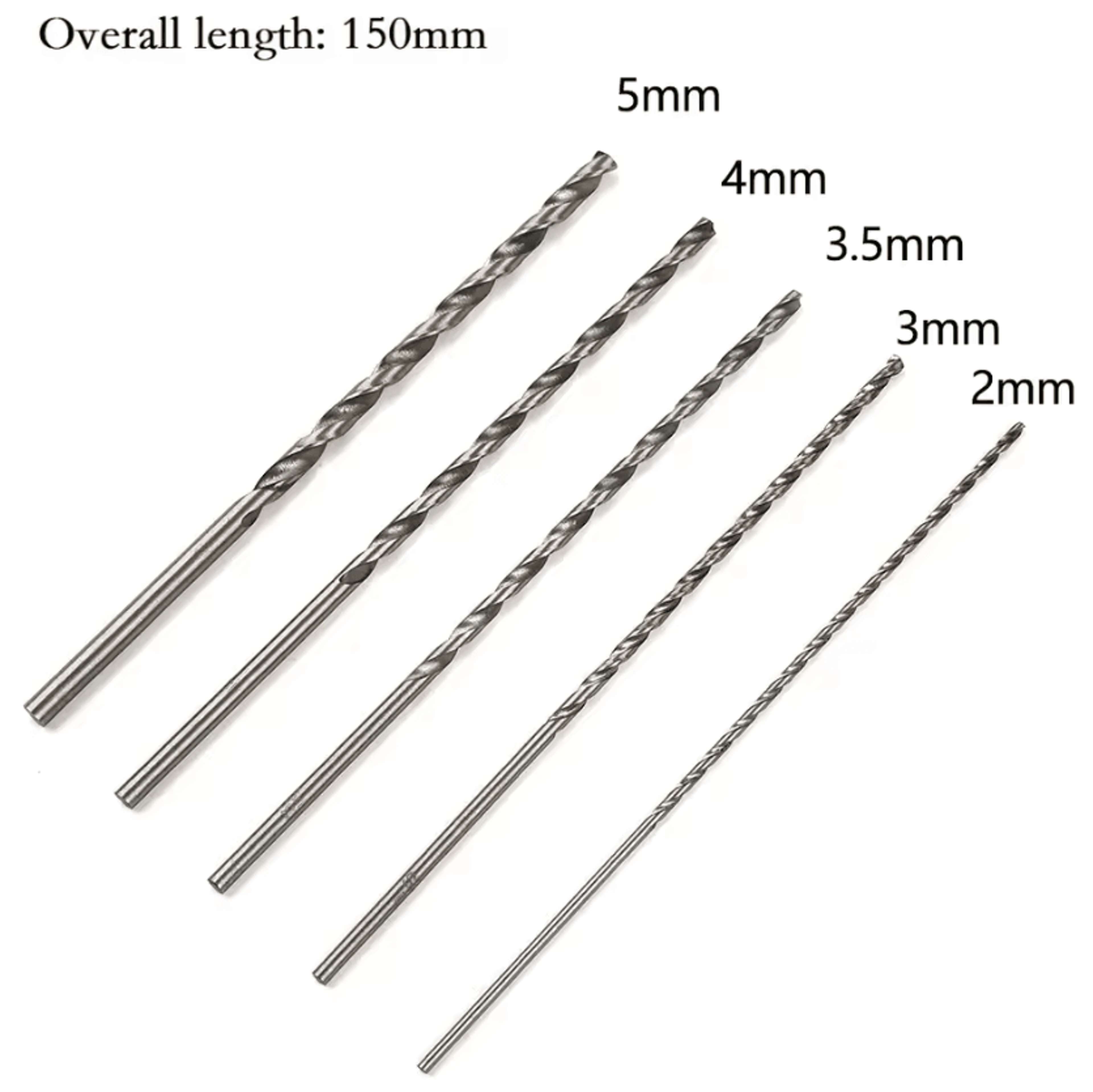 extra long hss drill bit set 150mm for wood, plastic & aluminum