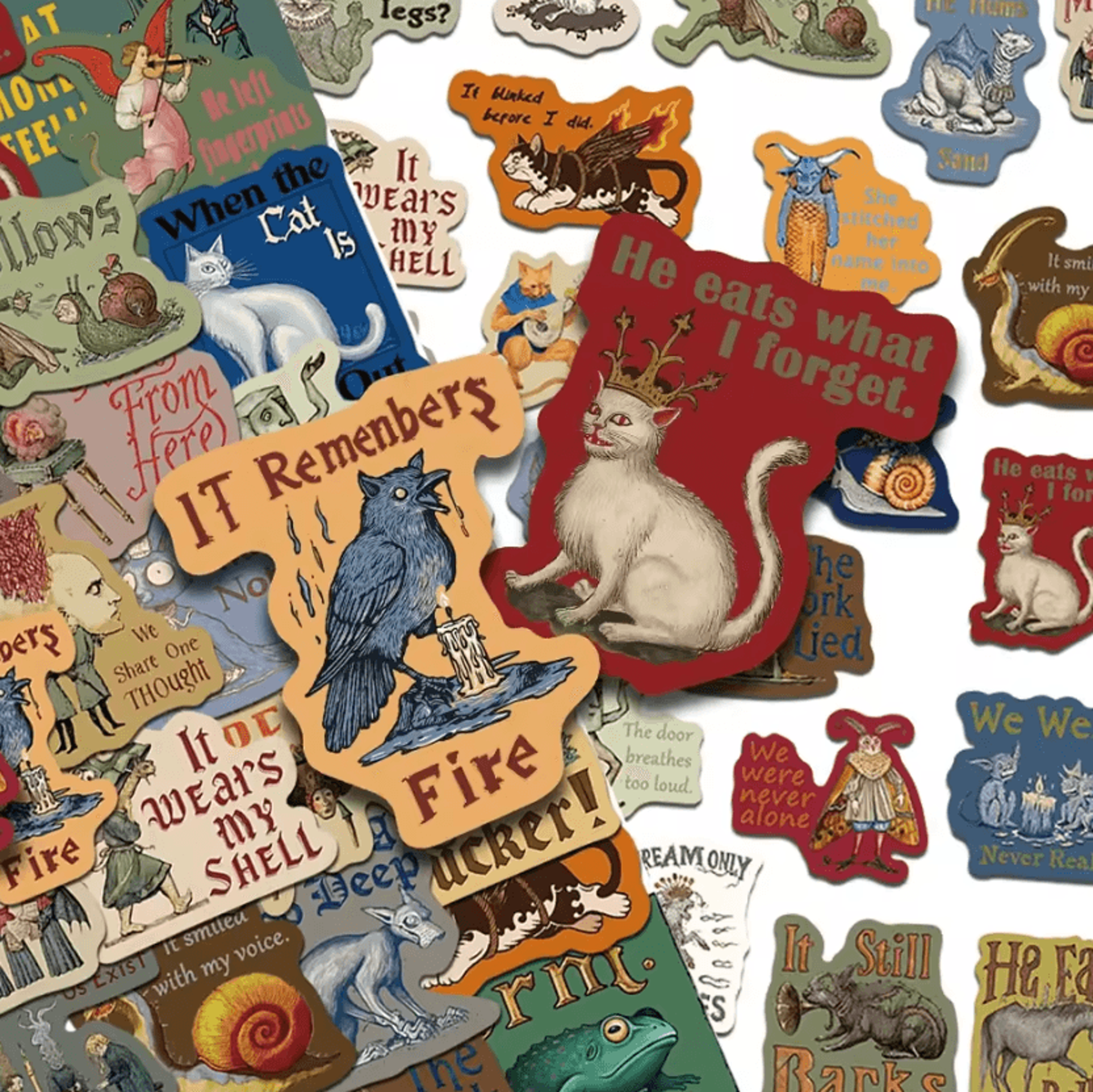 50-piece vintage gothic sticker pack – waterproof medieval & abstract aesthetic decals