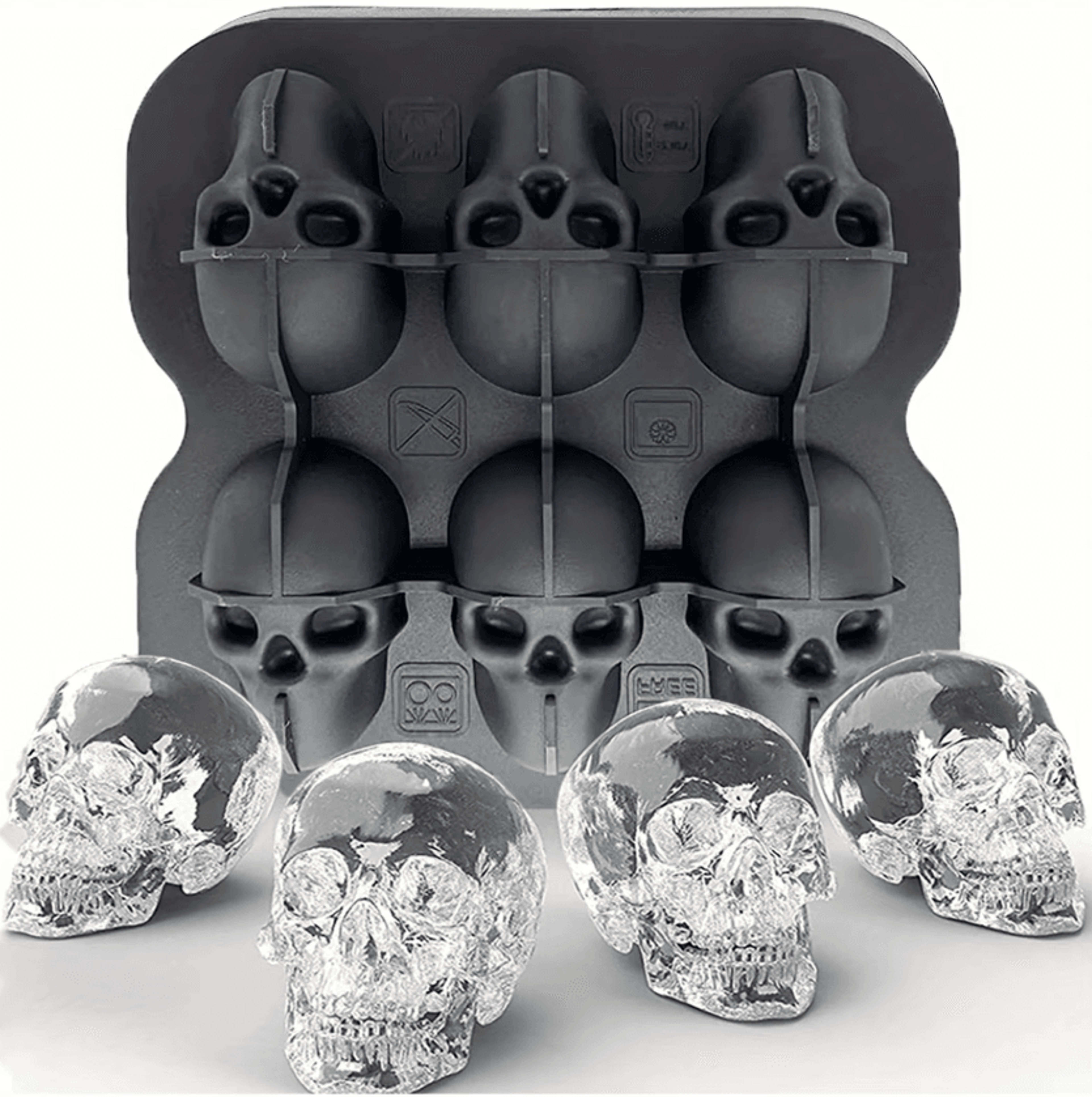 3d skull ice ball mold – bpa-free silicone ice cube tray for whiskey & cocktails