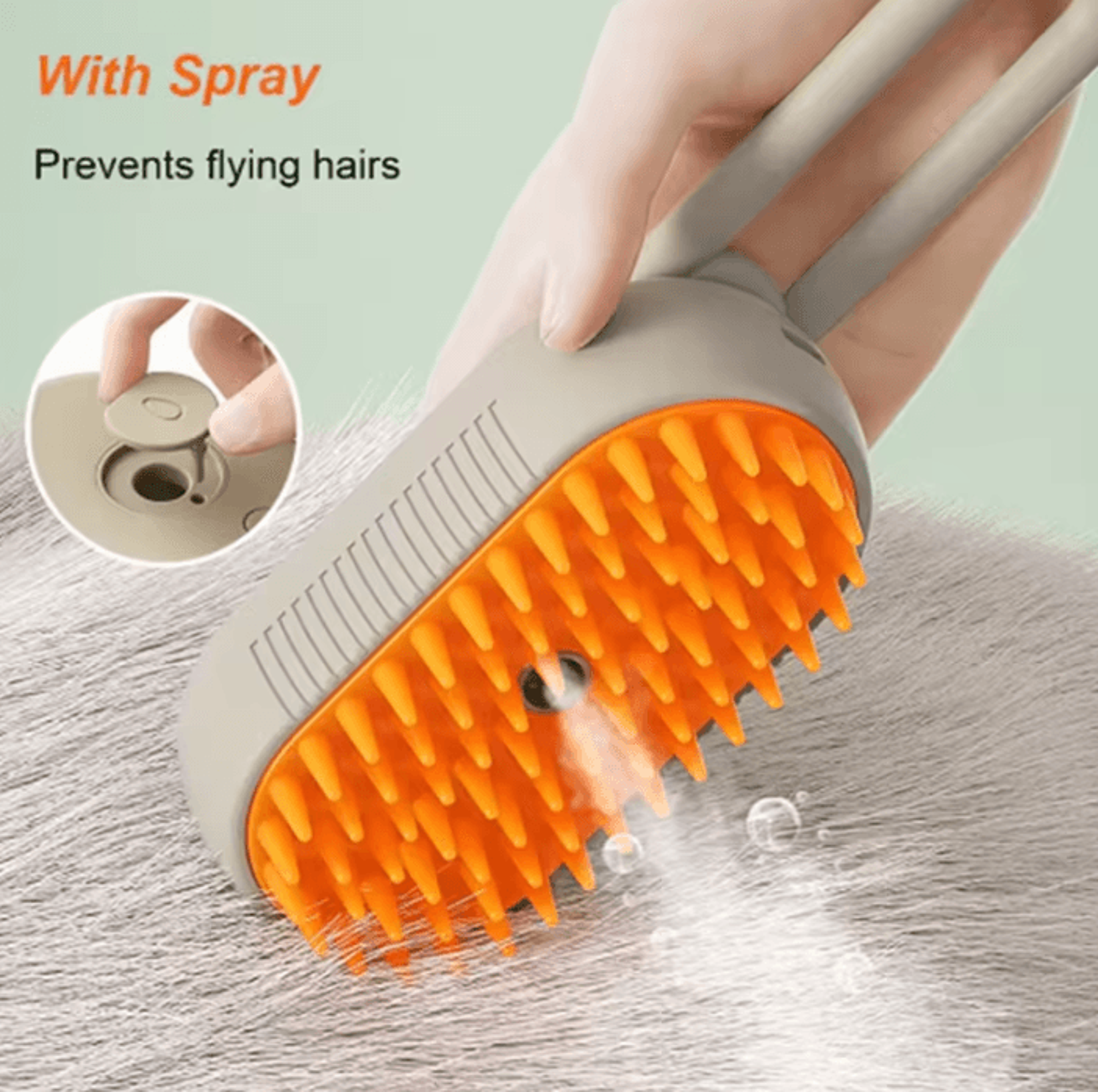 steam spray pet grooming brush – foldable self-cleaning massage brush for cats & dogs