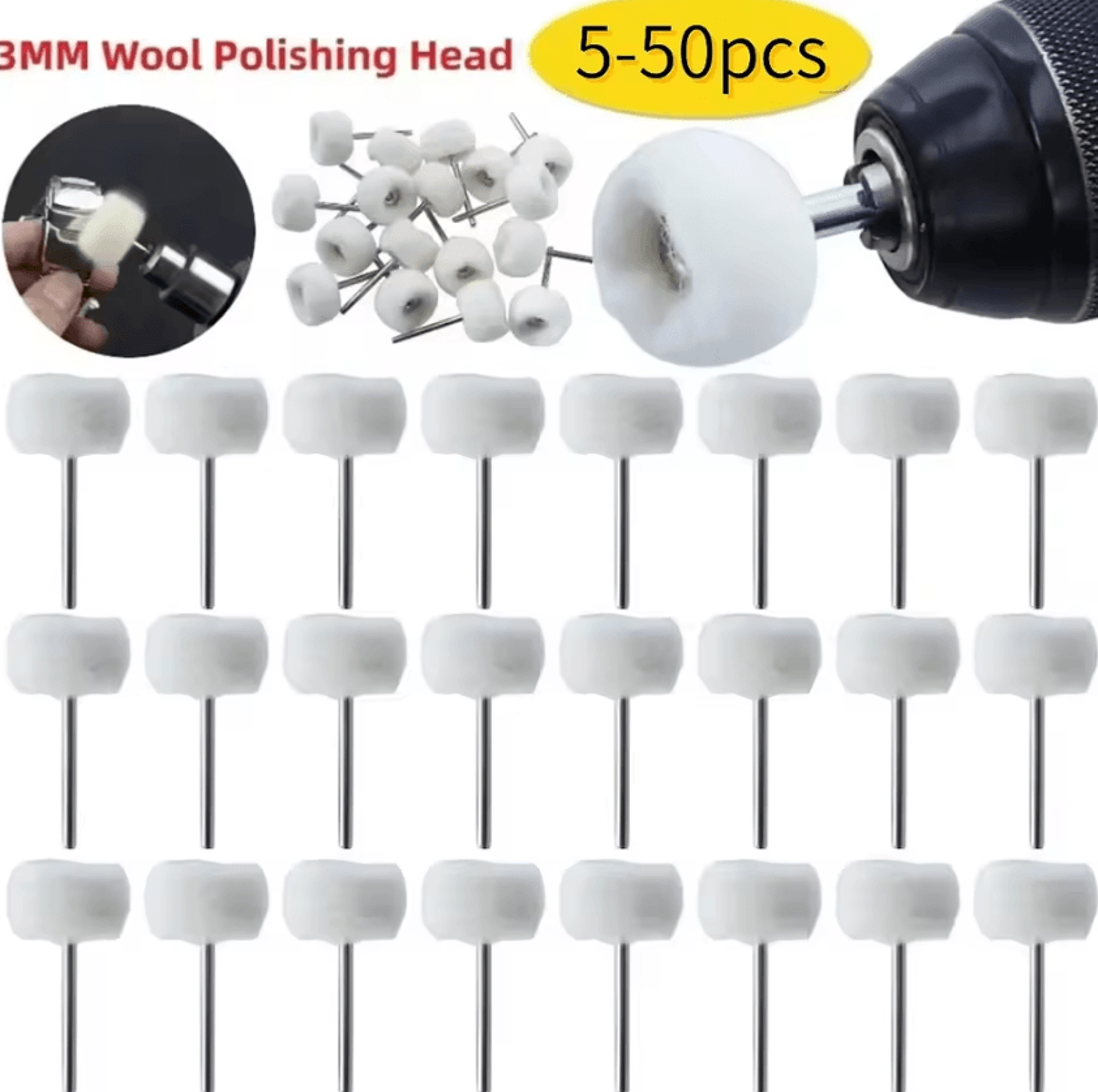 mini wool polishing wheel set – 3mm shank buffing heads for rotary tools