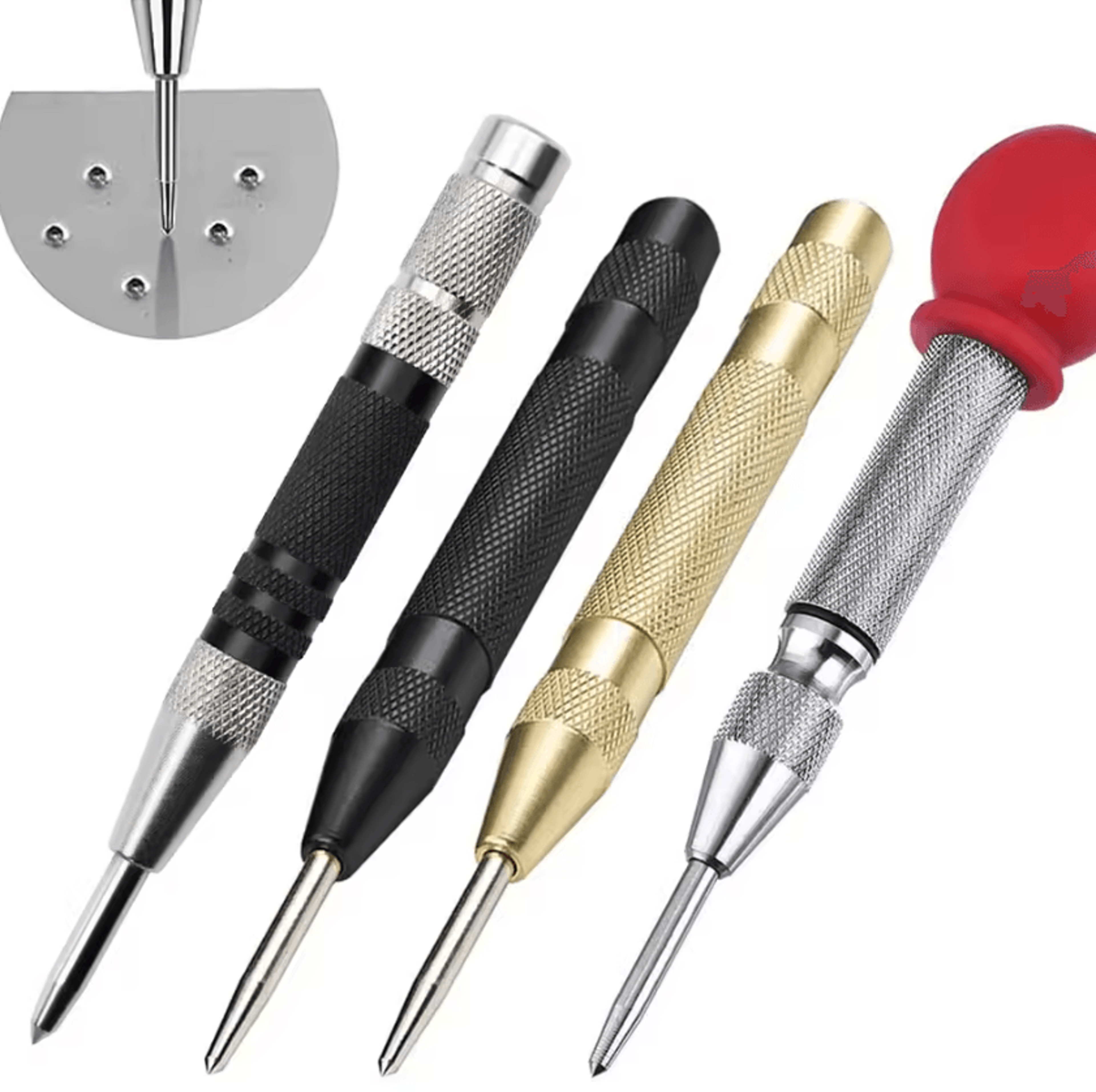 automatic center punch tool – spring-loaded metal & wood marking punch
