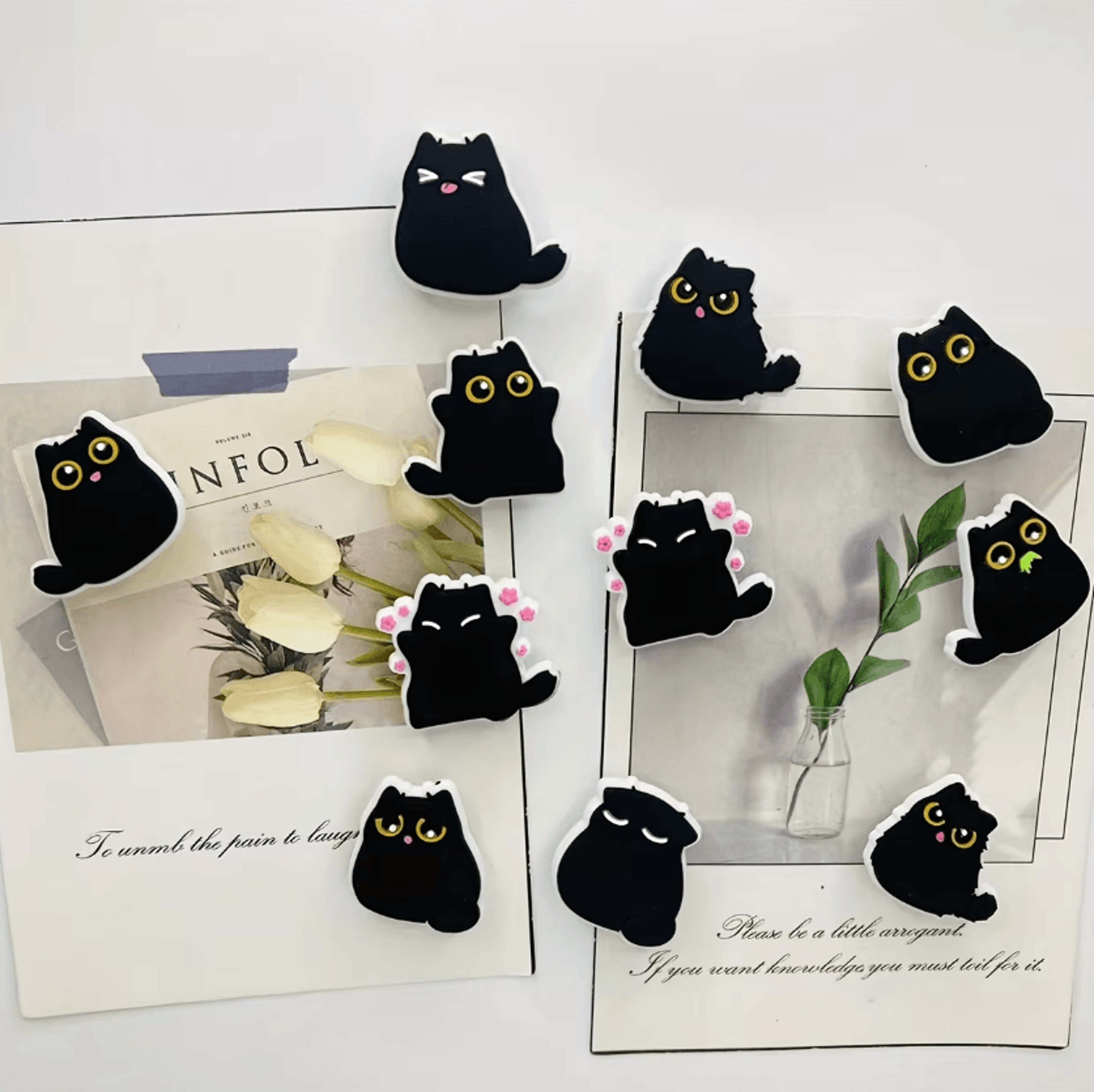 cute black cat fridge magnets set of 6 decorative resin refrigerator magnets