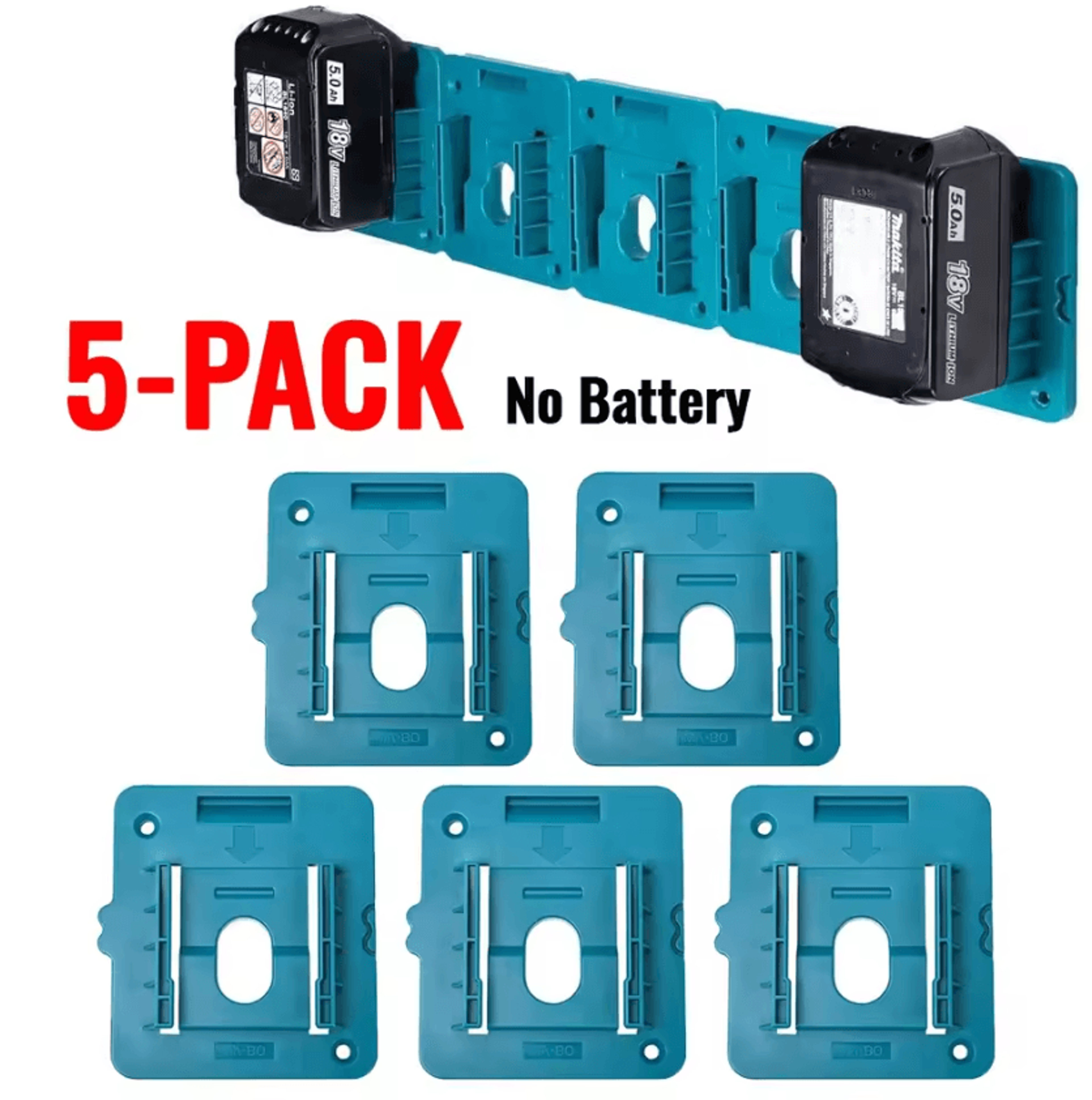 5-pack makita 18v battery holder wall mount storage rack