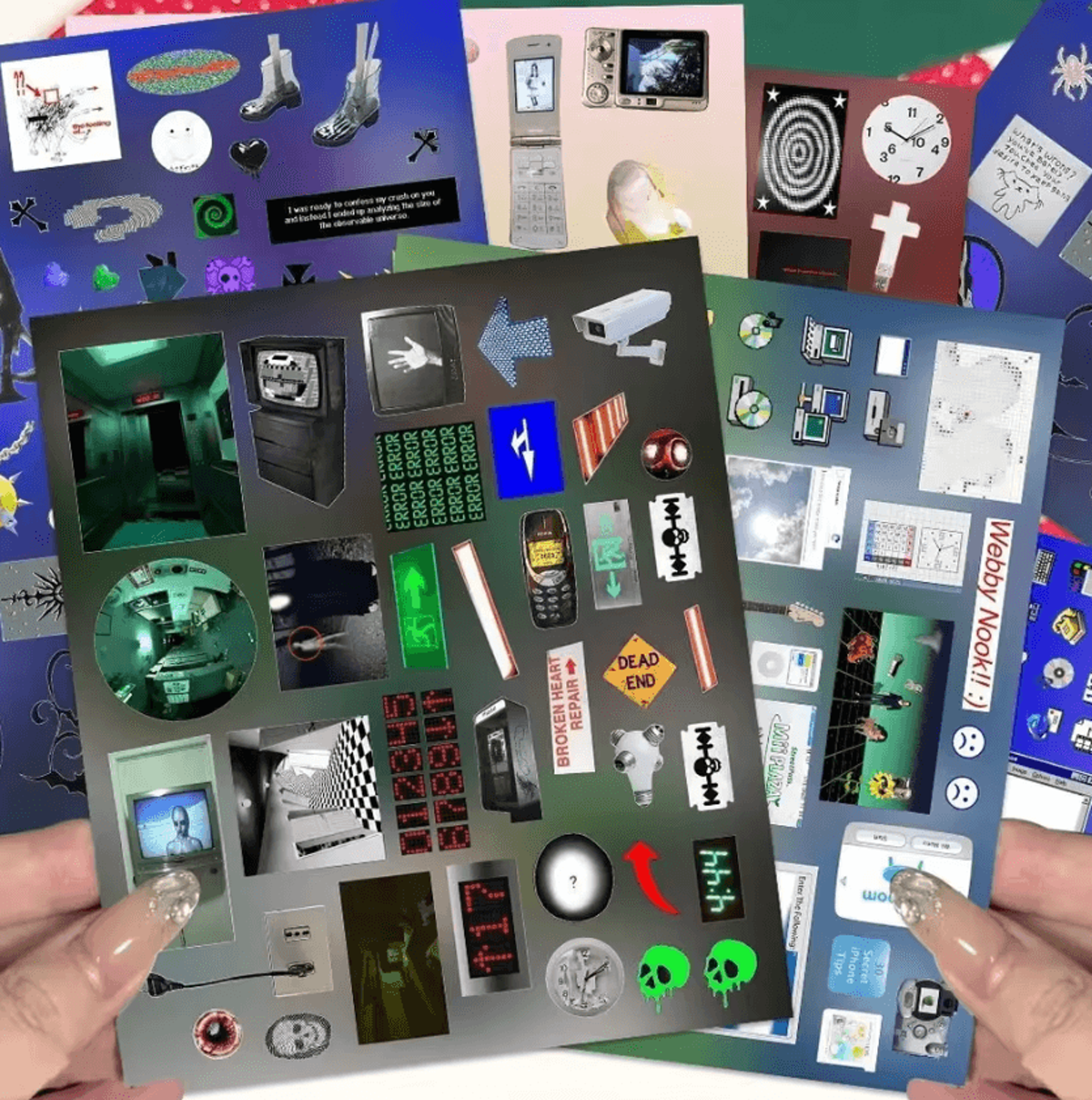 6-sheet y2k dreamcore weirdcore die-cut sticker set for journals & scrapbooks