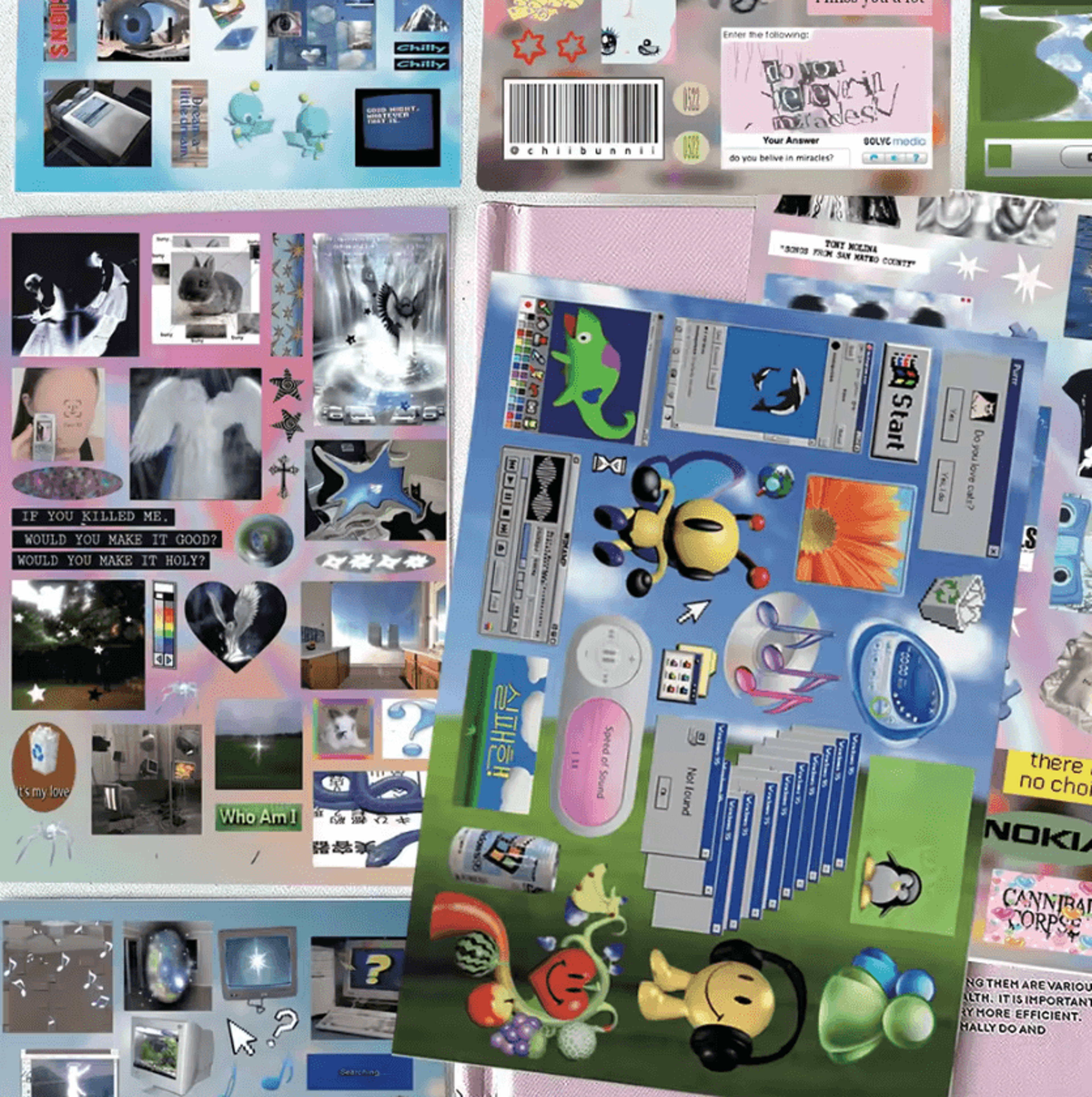 retro dreamcore y2k die-cut stickers for junk journal scrapbook collage