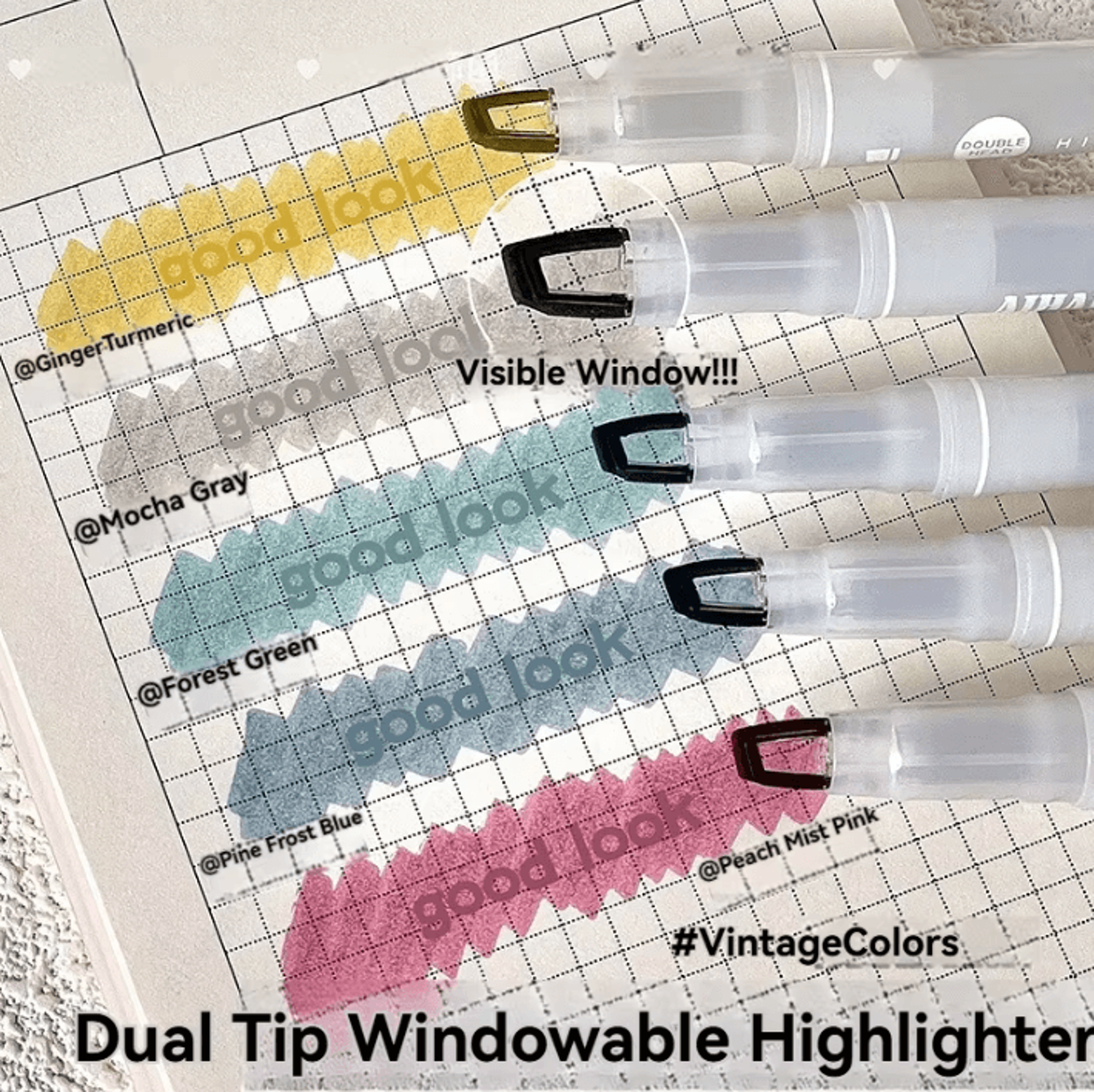 dual tip pastel window highlighter pens set of 5