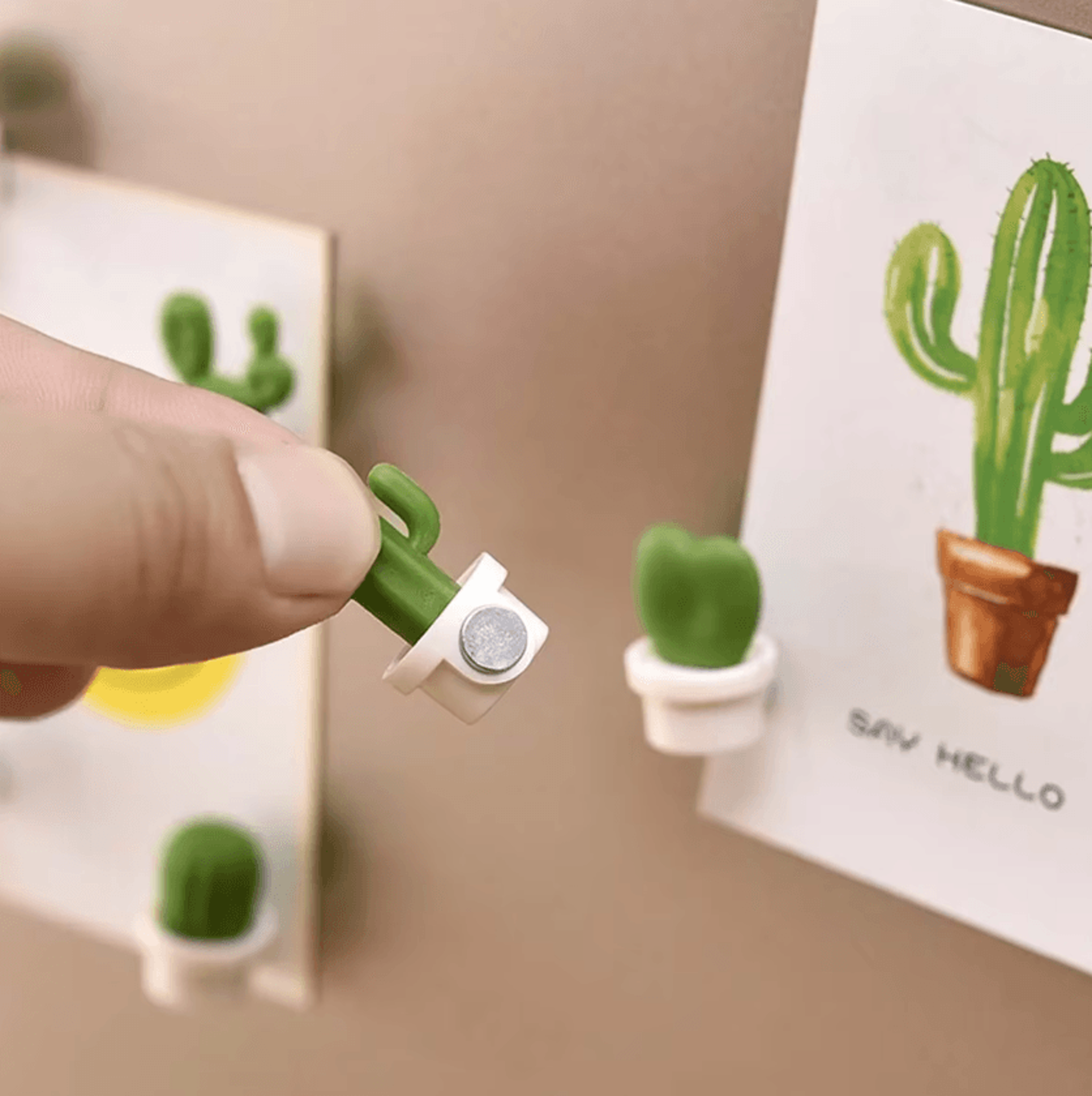 6-piece 3d cactus fridge magnets decorative message holder