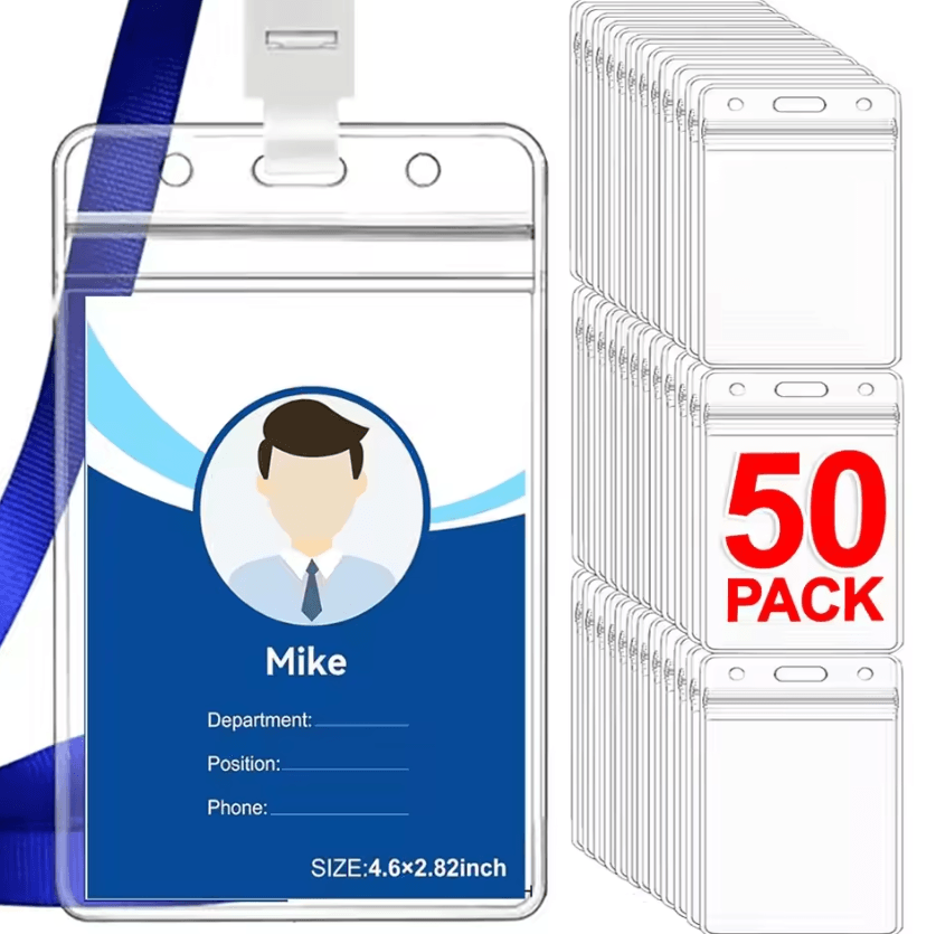 waterproof vertical name badge holder with resealable zip
