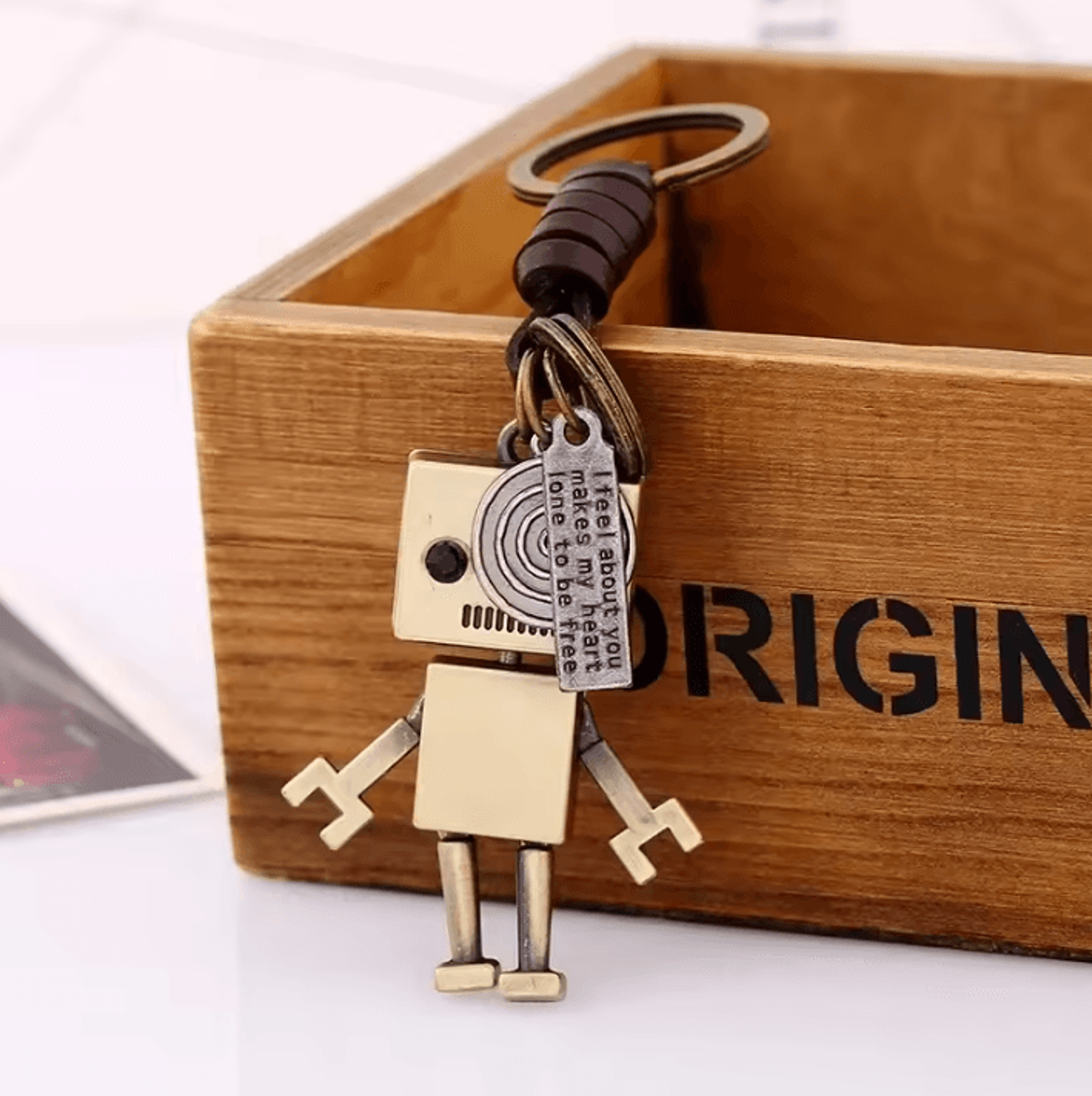 cute alloy robot keychain for keys, bags & car accessories