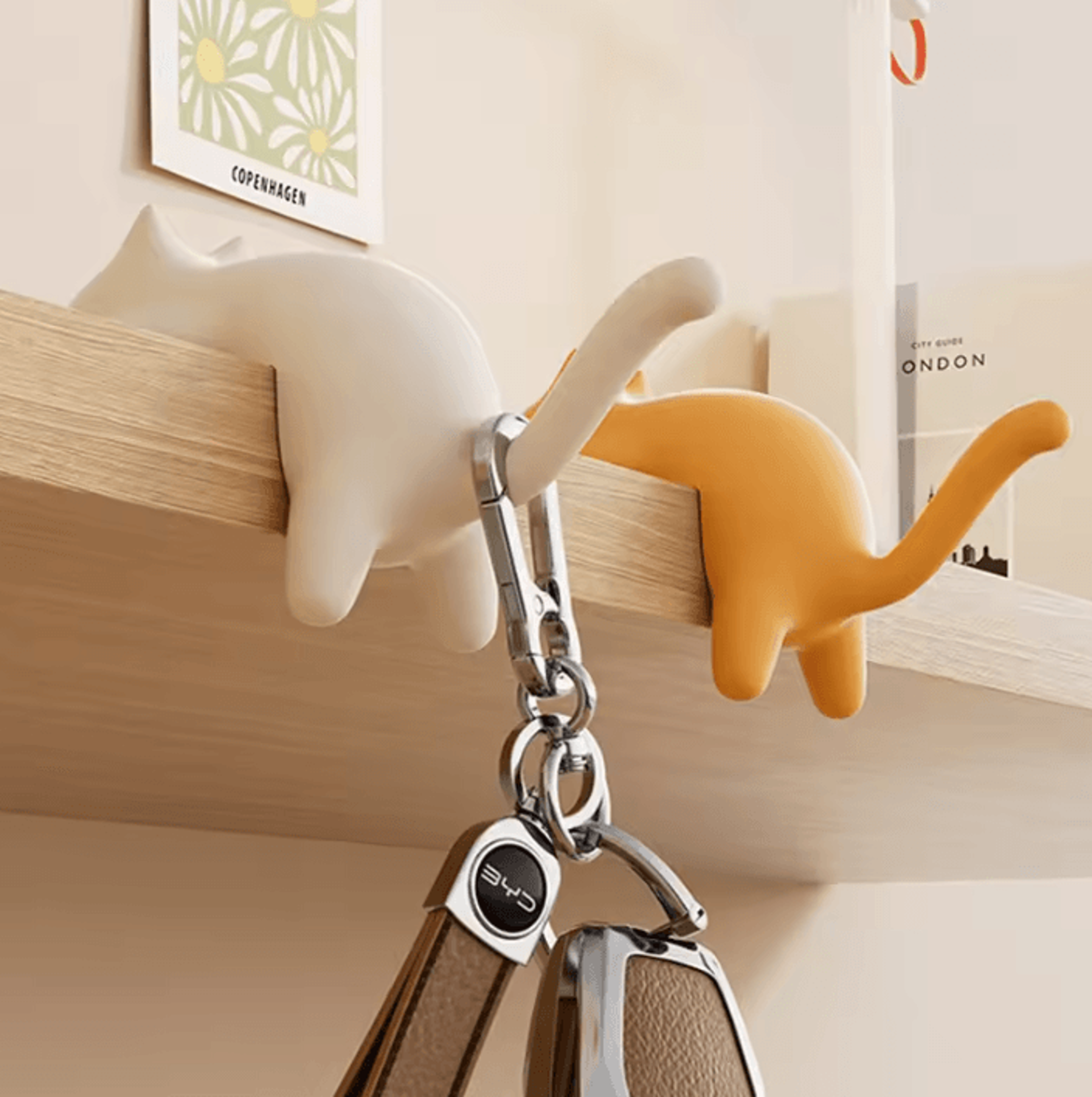 cute cat desk edge hook for bags, keys & headphones