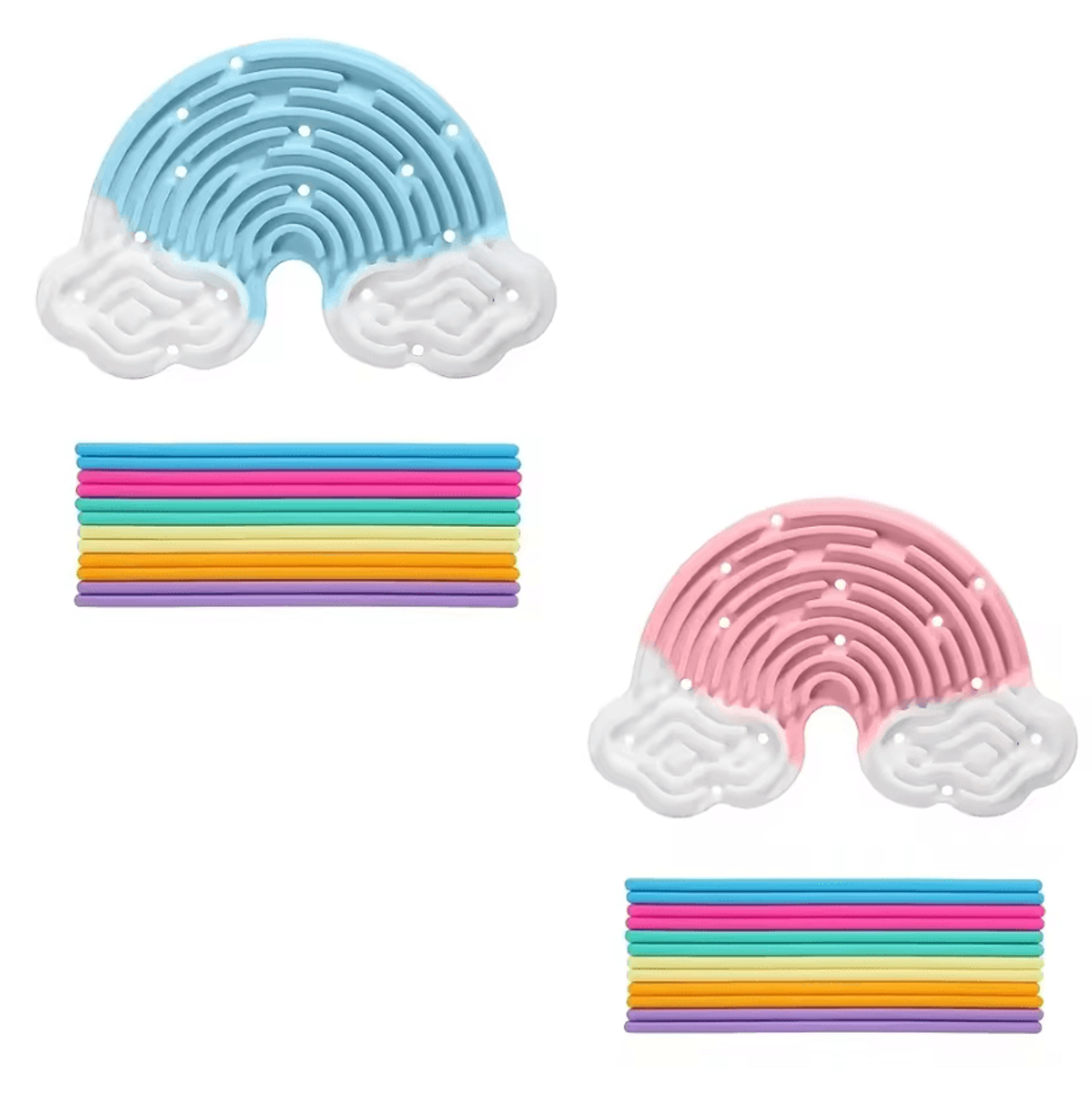 double-sided rainbow cloud silicone sensory busy board