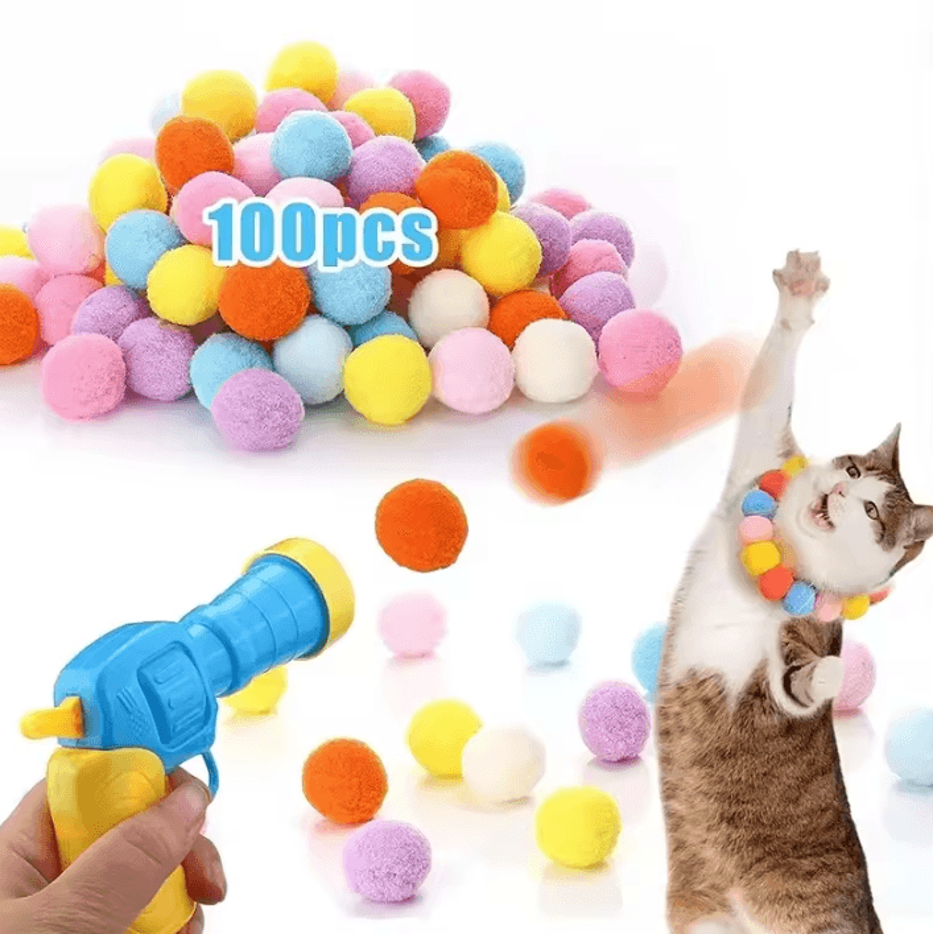 interactive plush ball cat toy launcher for indoor cats