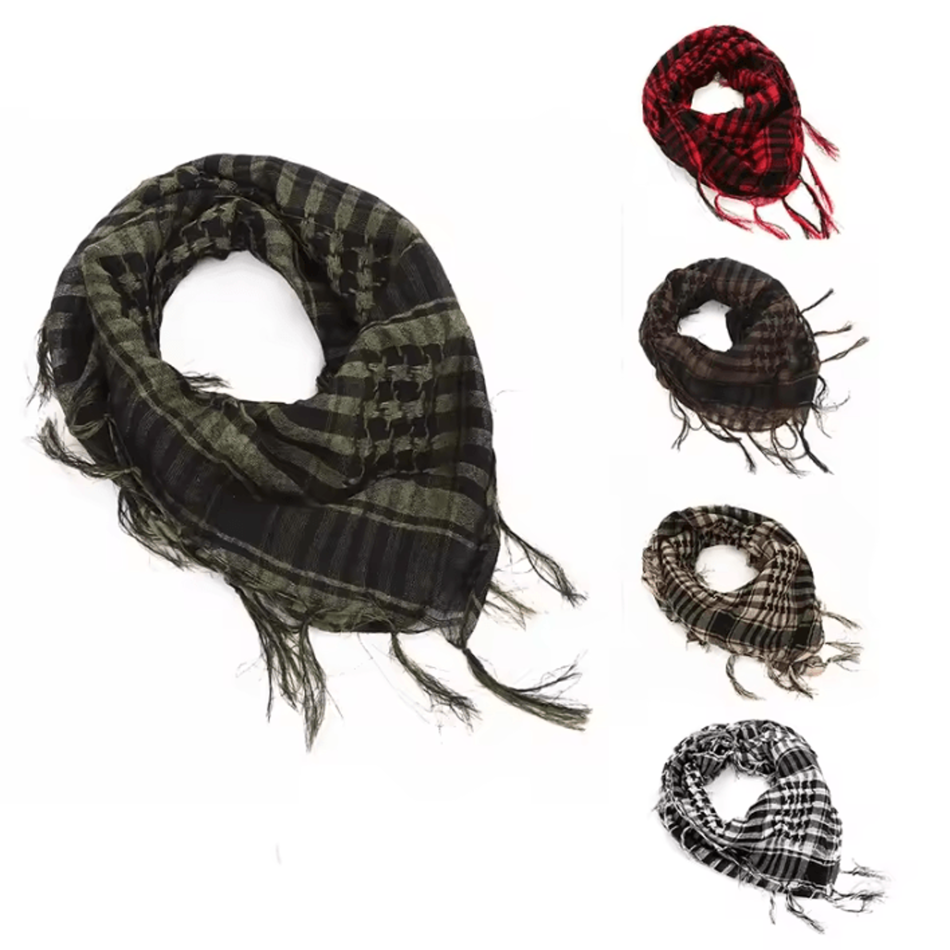 lightweight plaid tactical shemagh scarf – fringed desert wrap for outdoor adventures