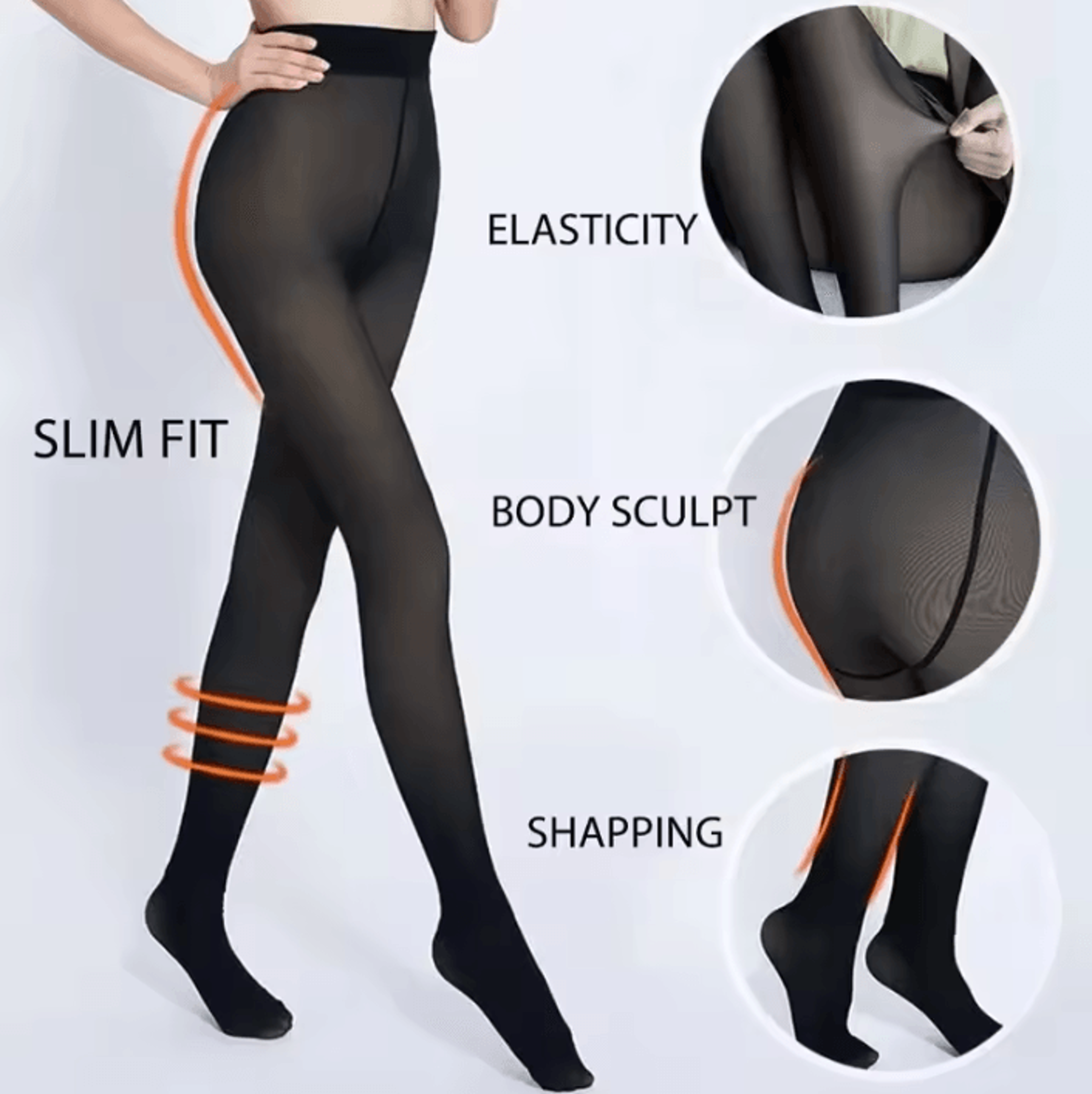 fleece lined fake translucent thermal tights for women