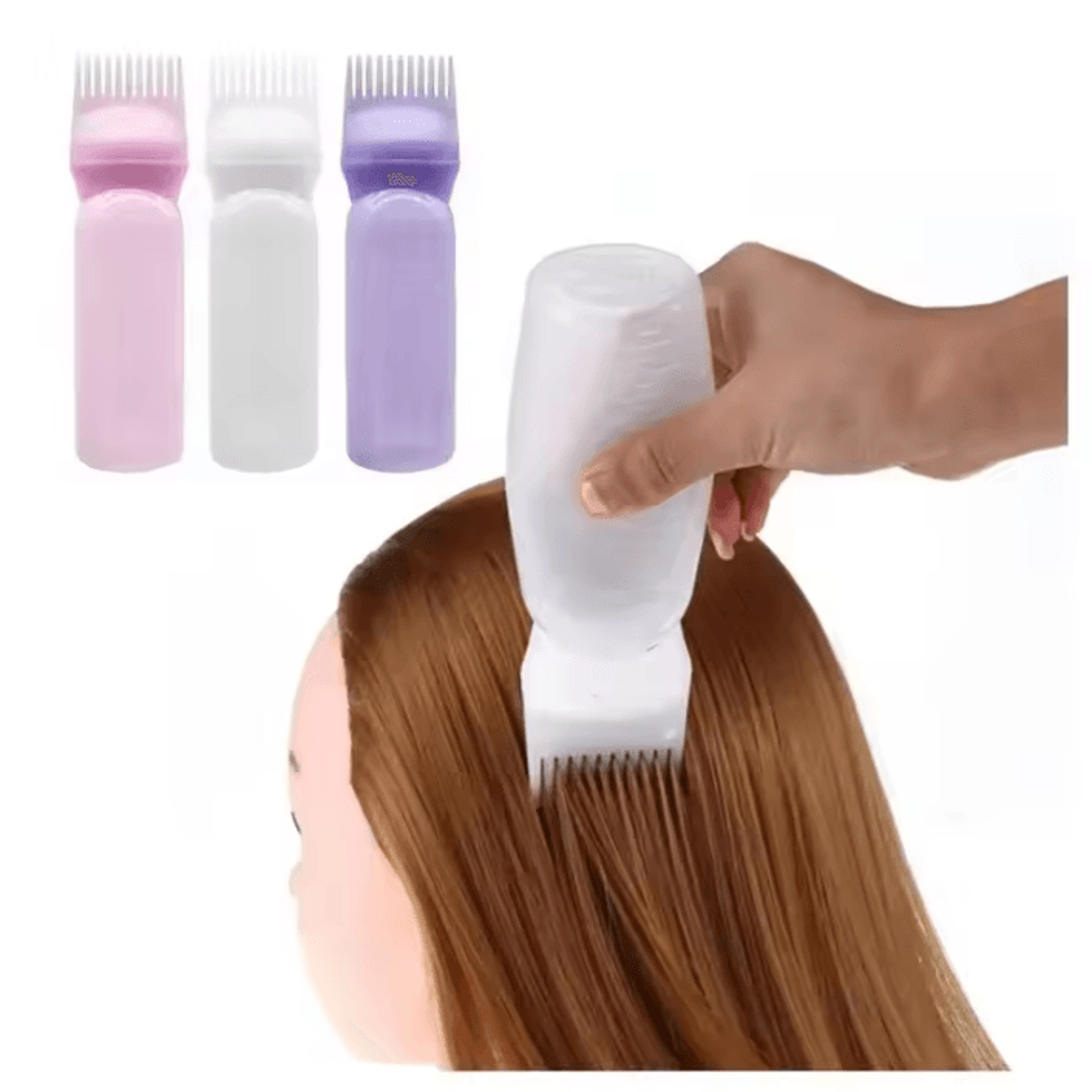 professional hair oil applicator bottle with root comb for hair dye & scalp care