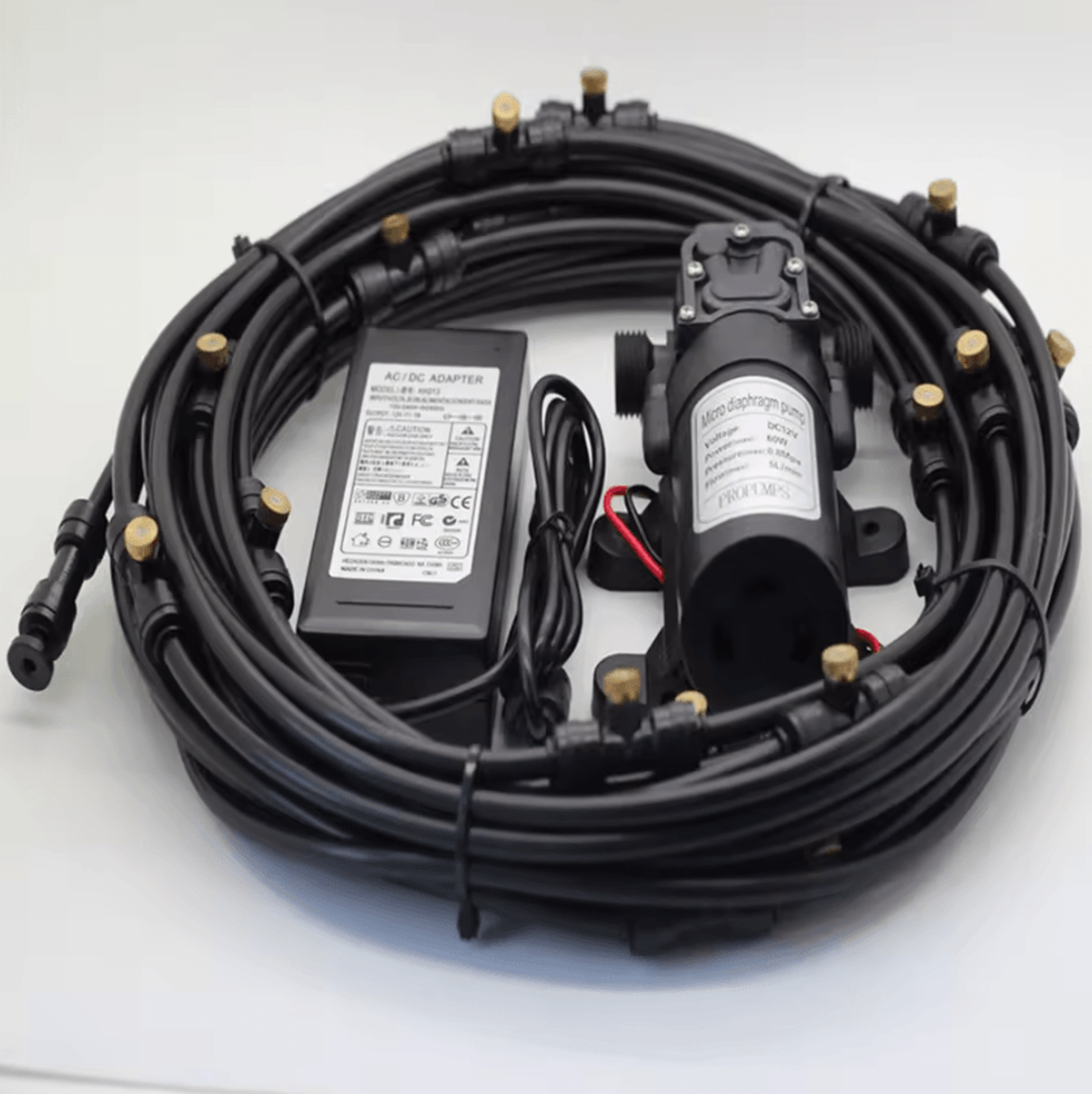 automatic garden irrigation system with timer & fog misting nozzles