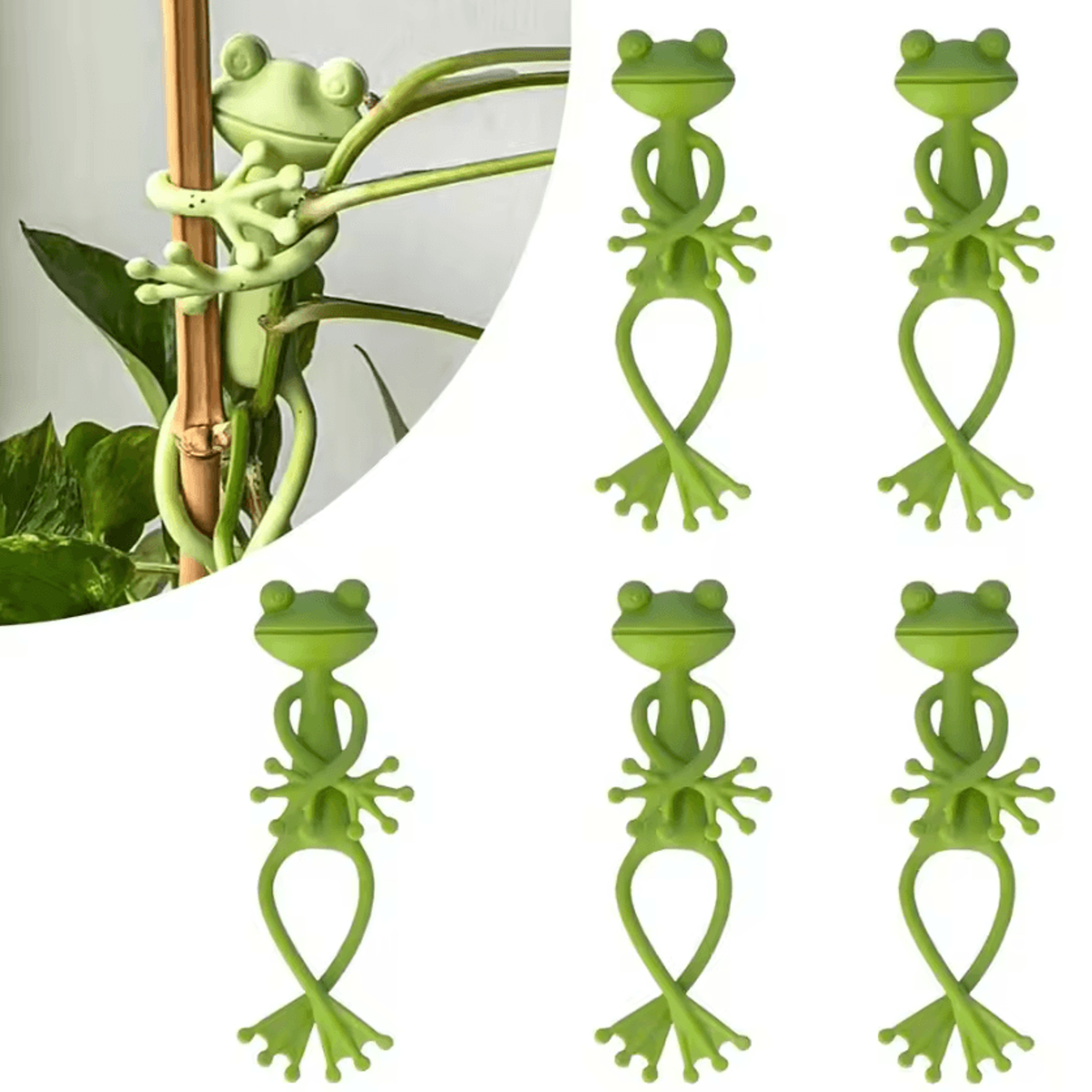 cute frog plant support clips plant tie & climbing stake set