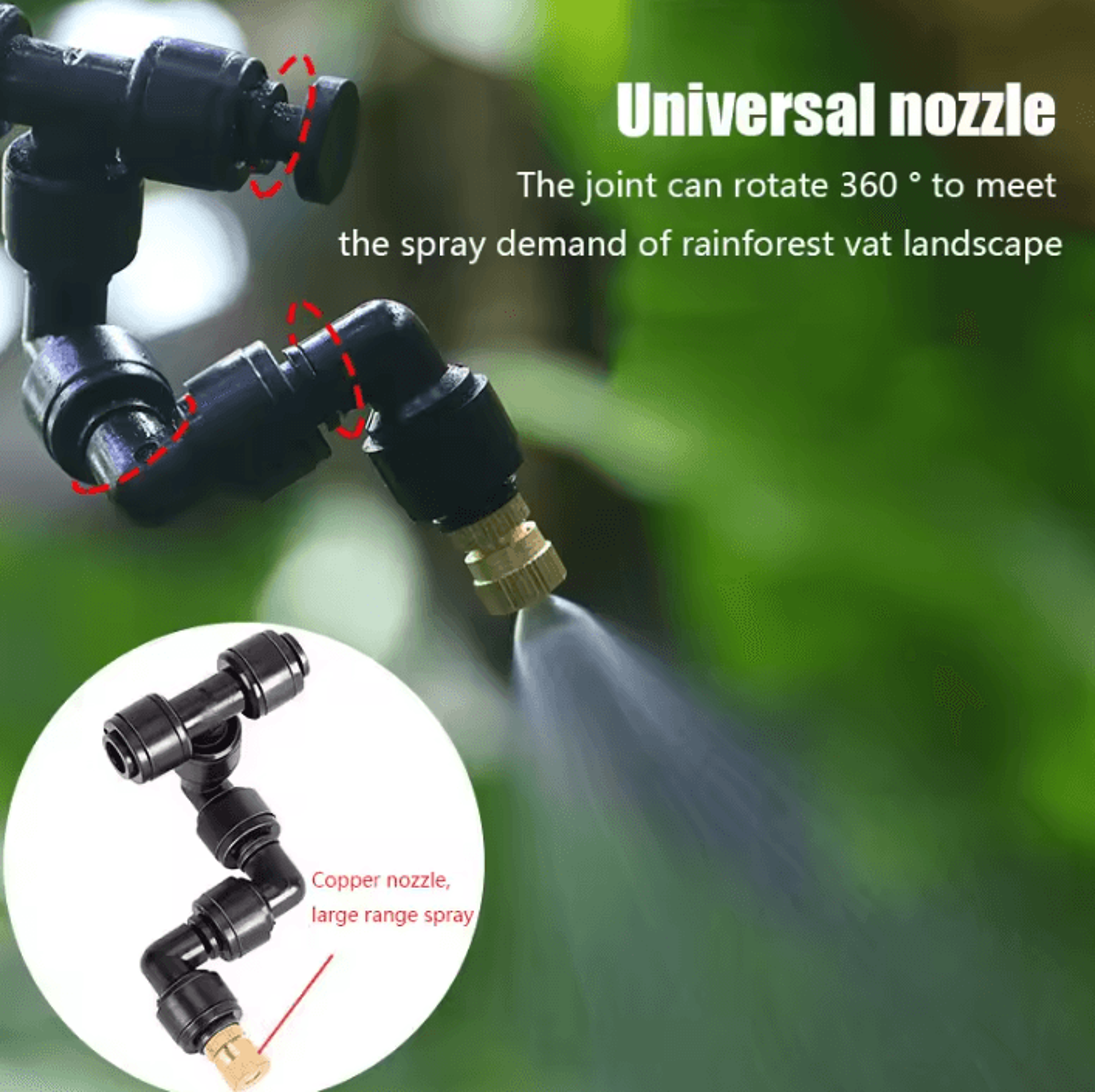 360° rotating reptile fogger nozzle adjustable terrarium mist sprinkler