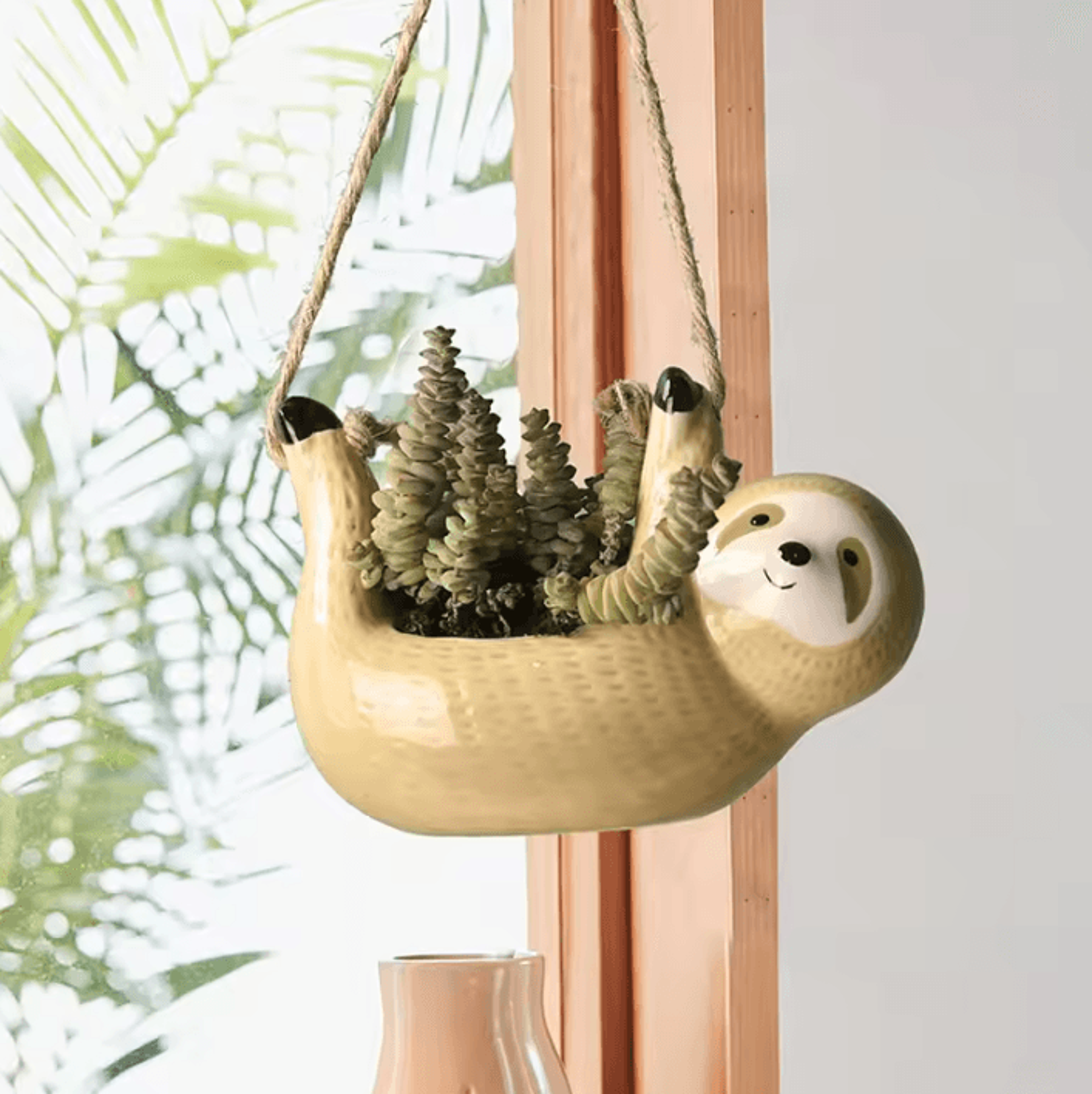 cute ceramic hanging plant pot animal flower basket for indoor & outdoor decor