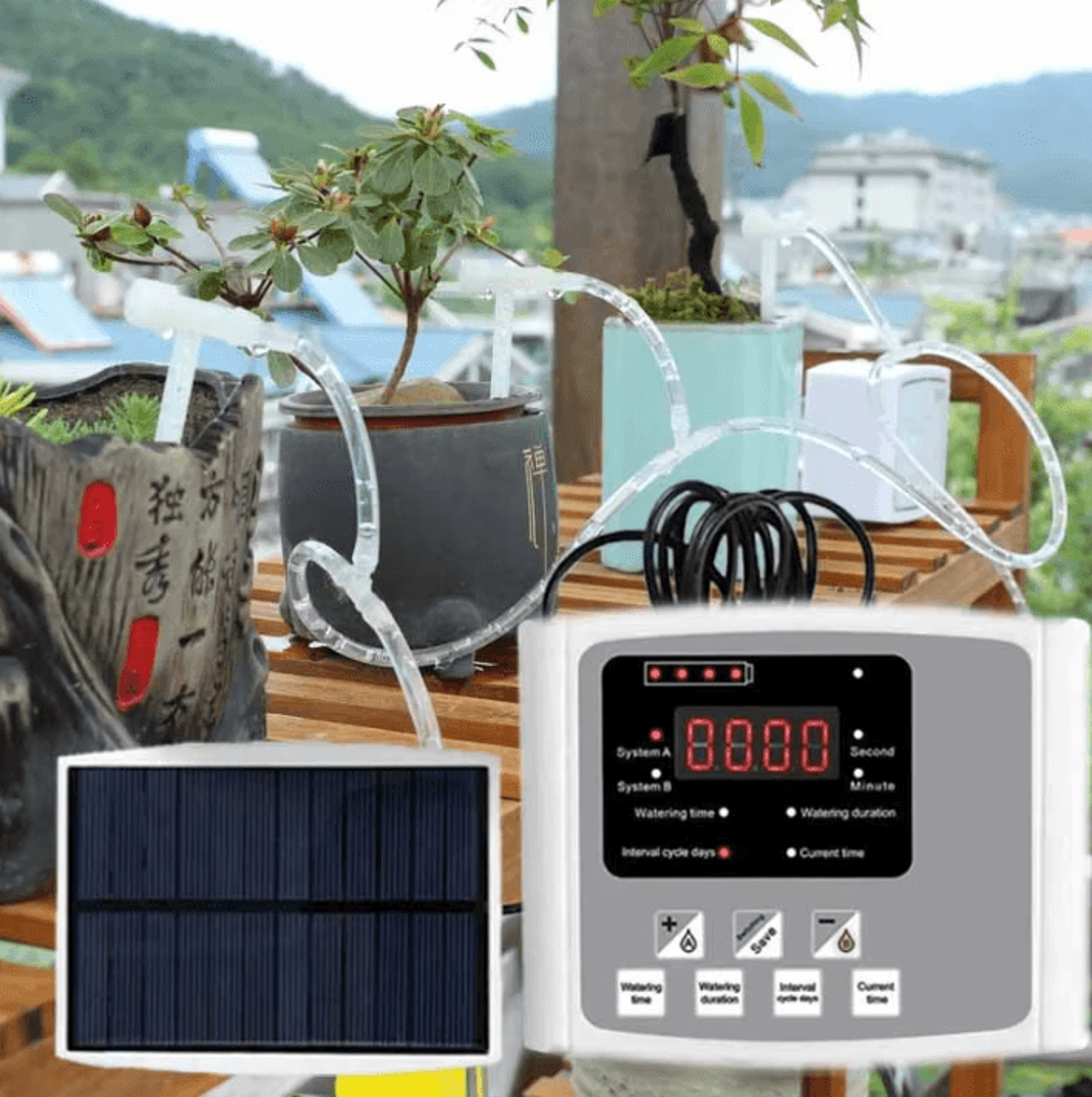 solar automatic drip irrigation system with adjustable valve & dual pump timer