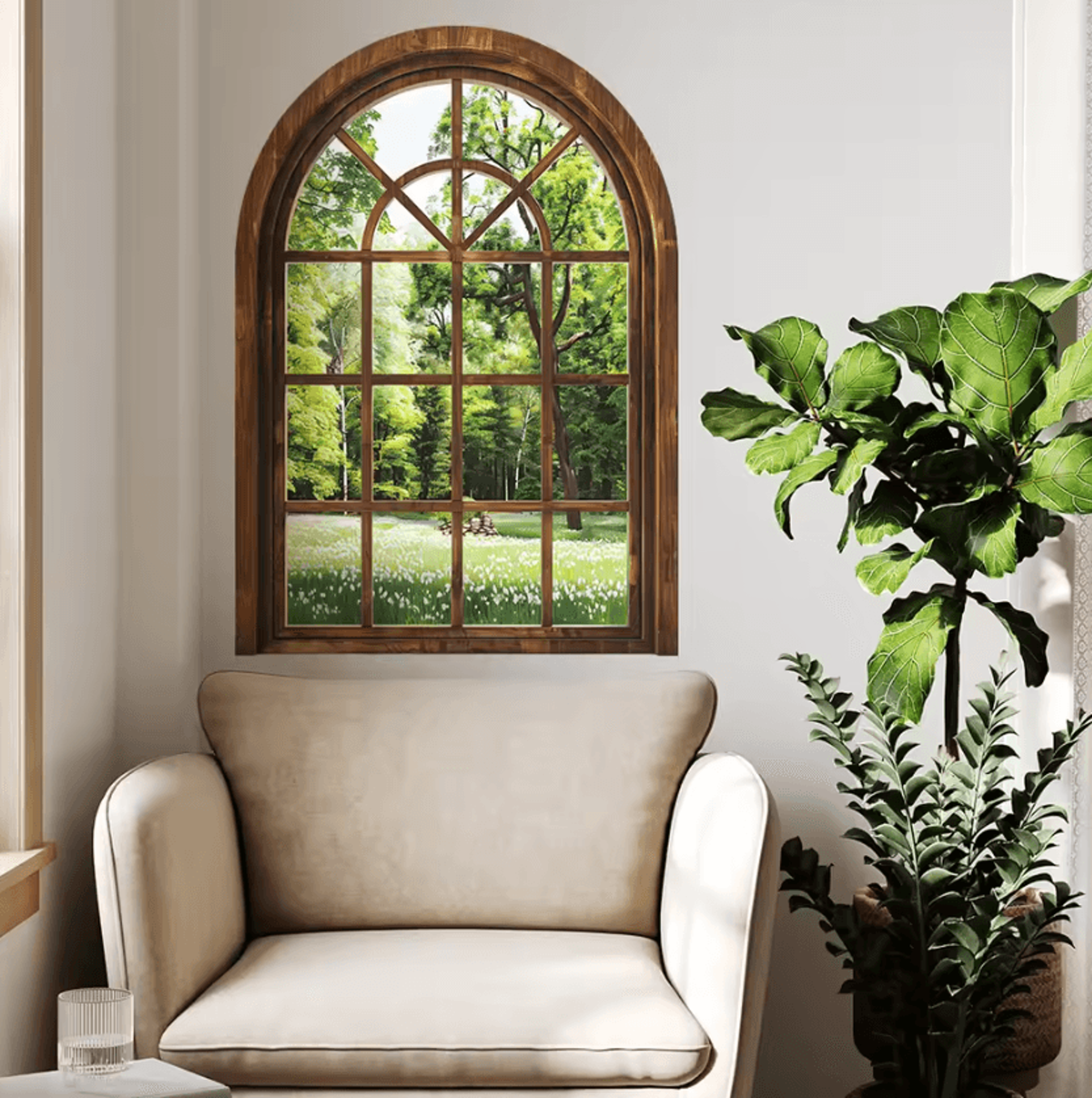 3d fake window wall sticker removable plant wall decal for home & office decor