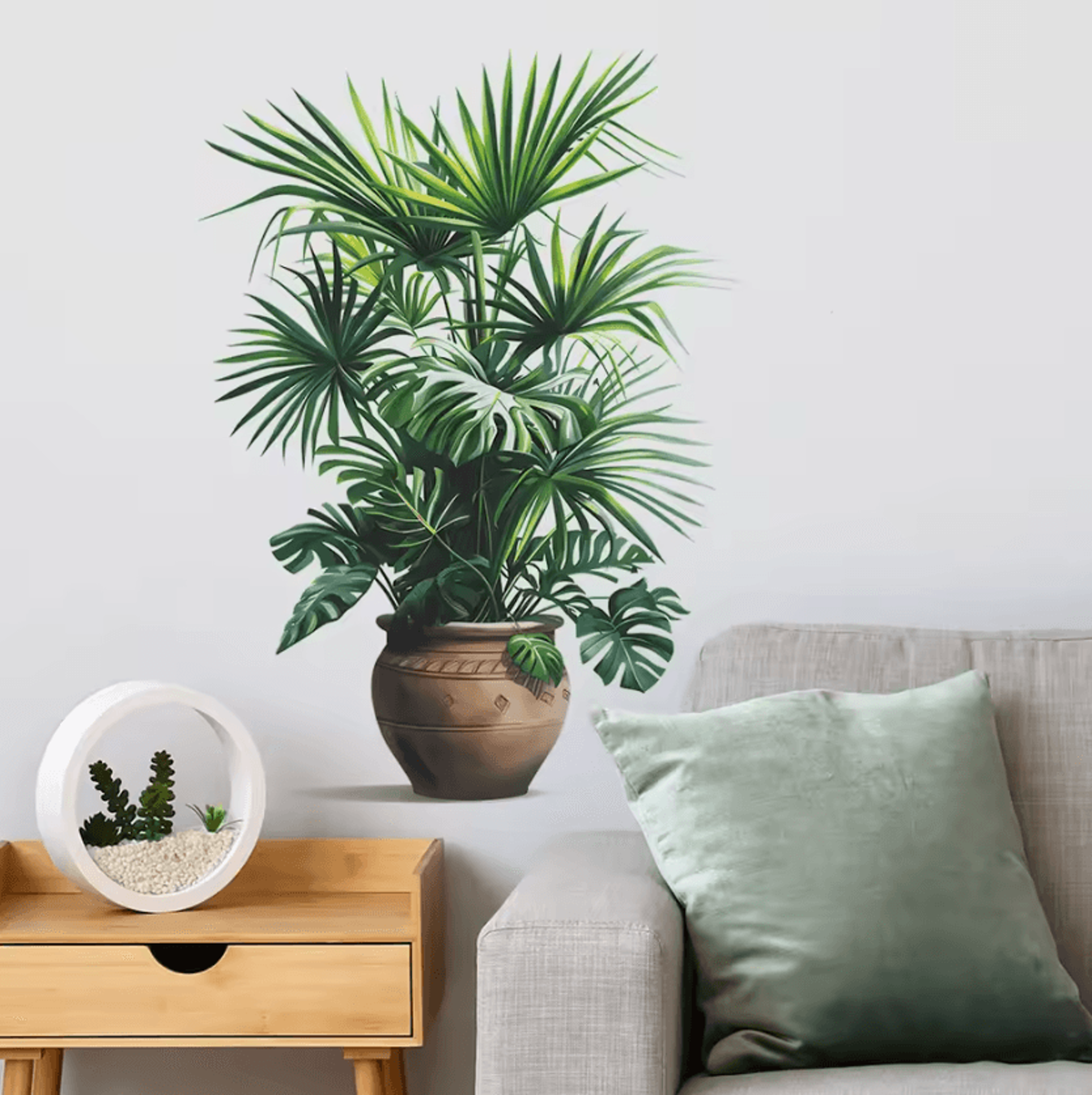 self adhesive green plant wall sticker decorative potted plant decal