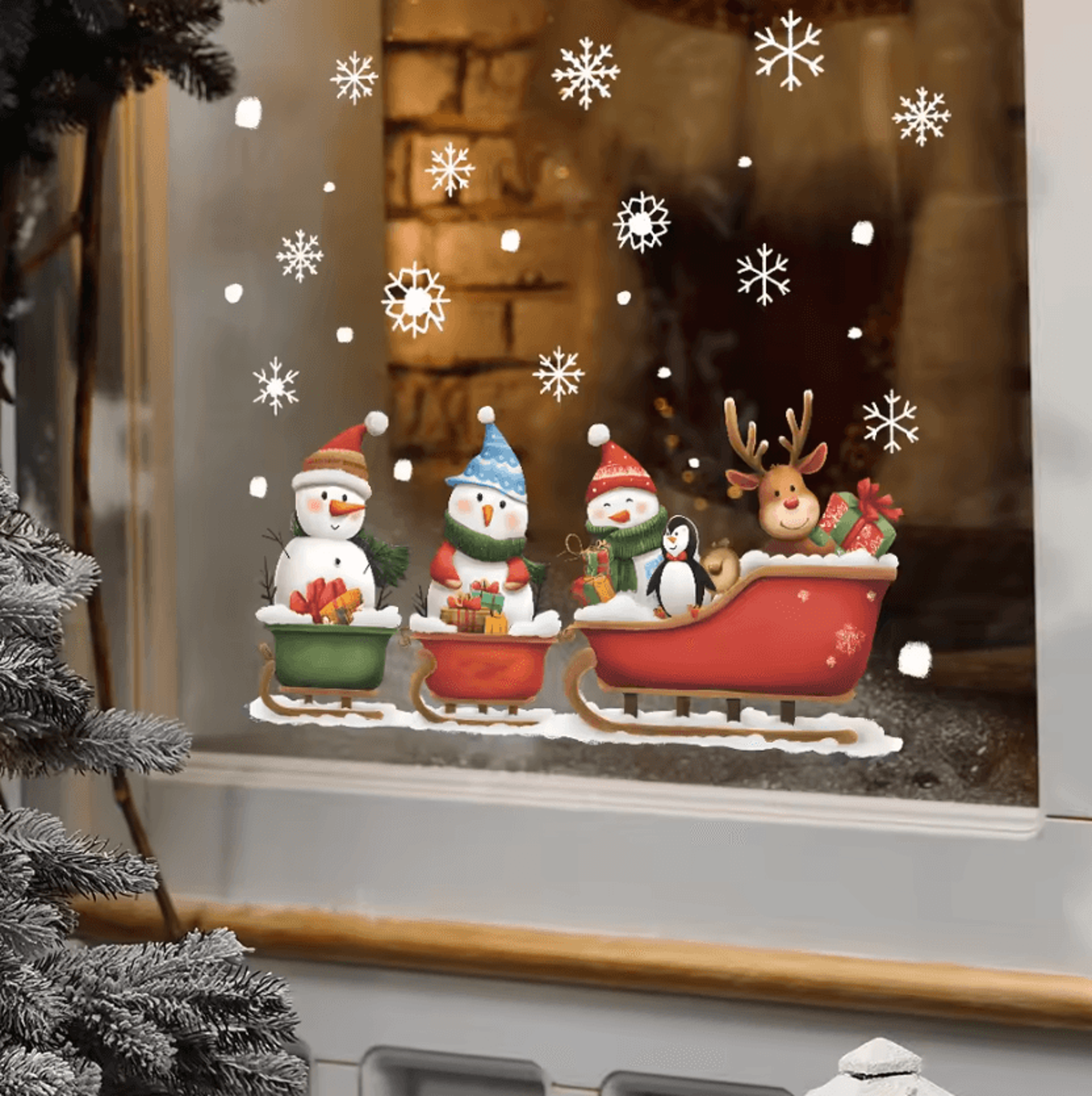 christmas snowman window stickers festive removable holiday wall decals