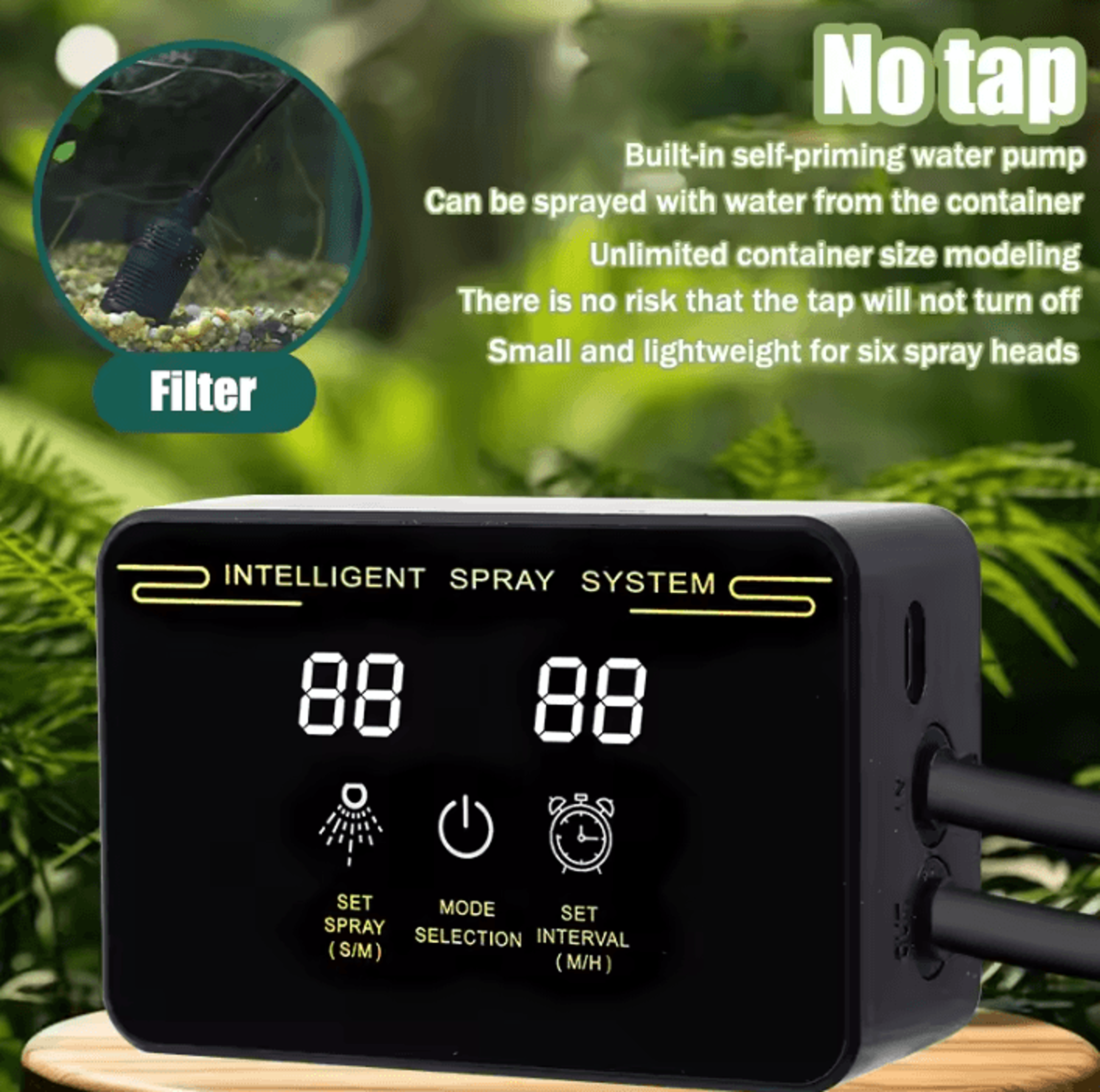 touch screen automatic reptile misting system with smart timer for terrariums