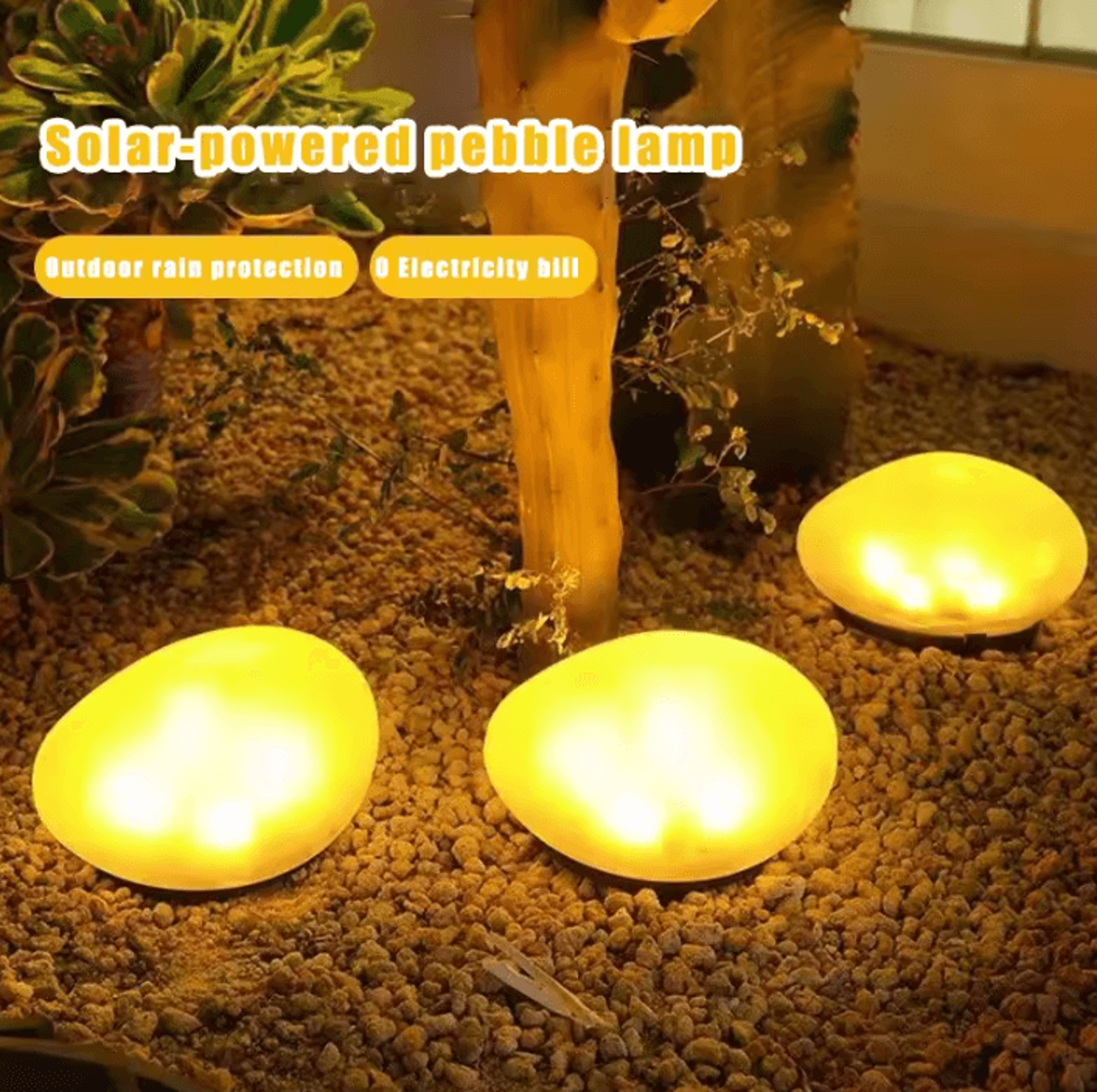 solar stone garden lights outdoor waterproof landscape pathway light