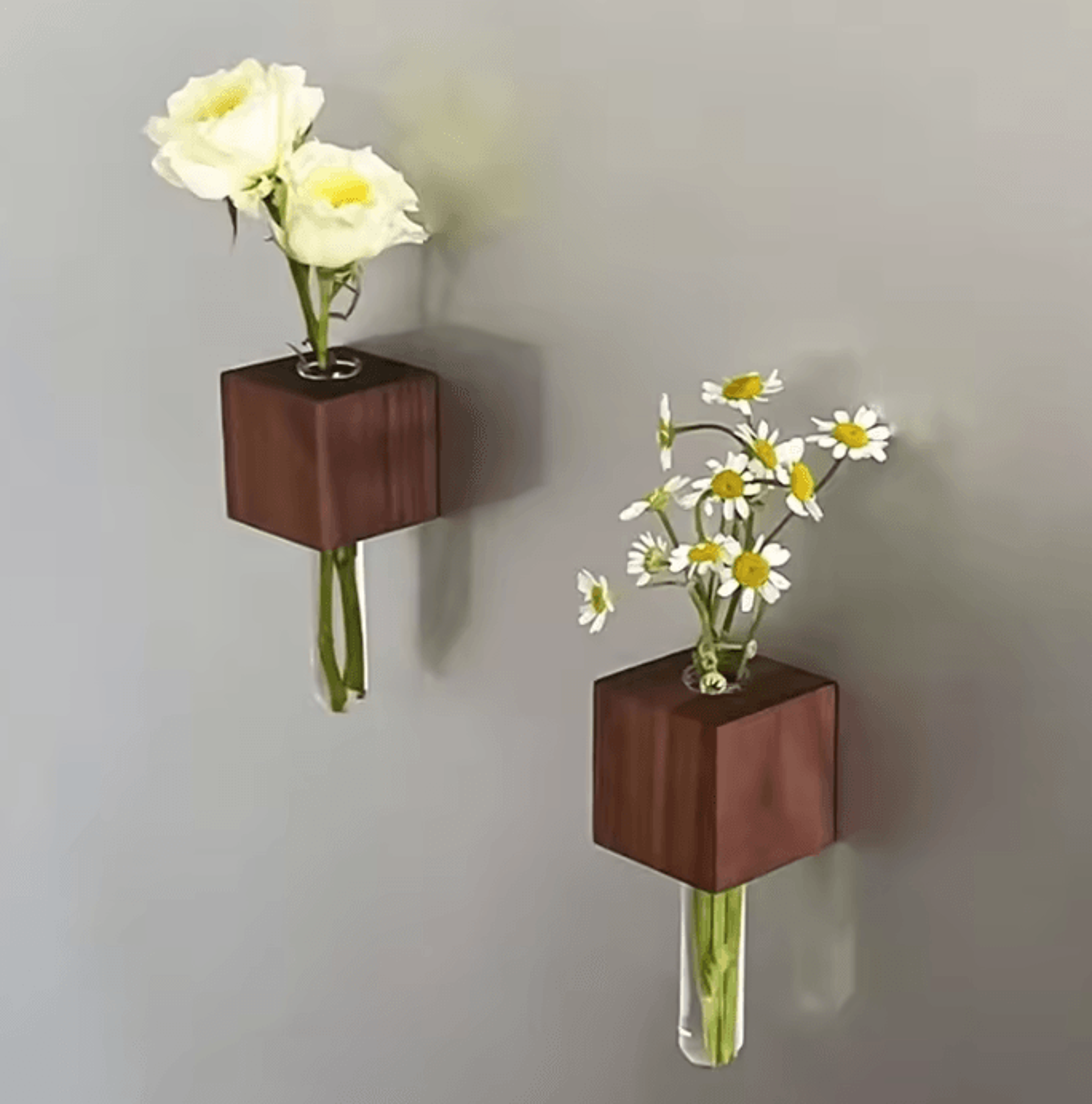 magnetic glass test tube flower vase for refrigerator & hydroponic plant display
