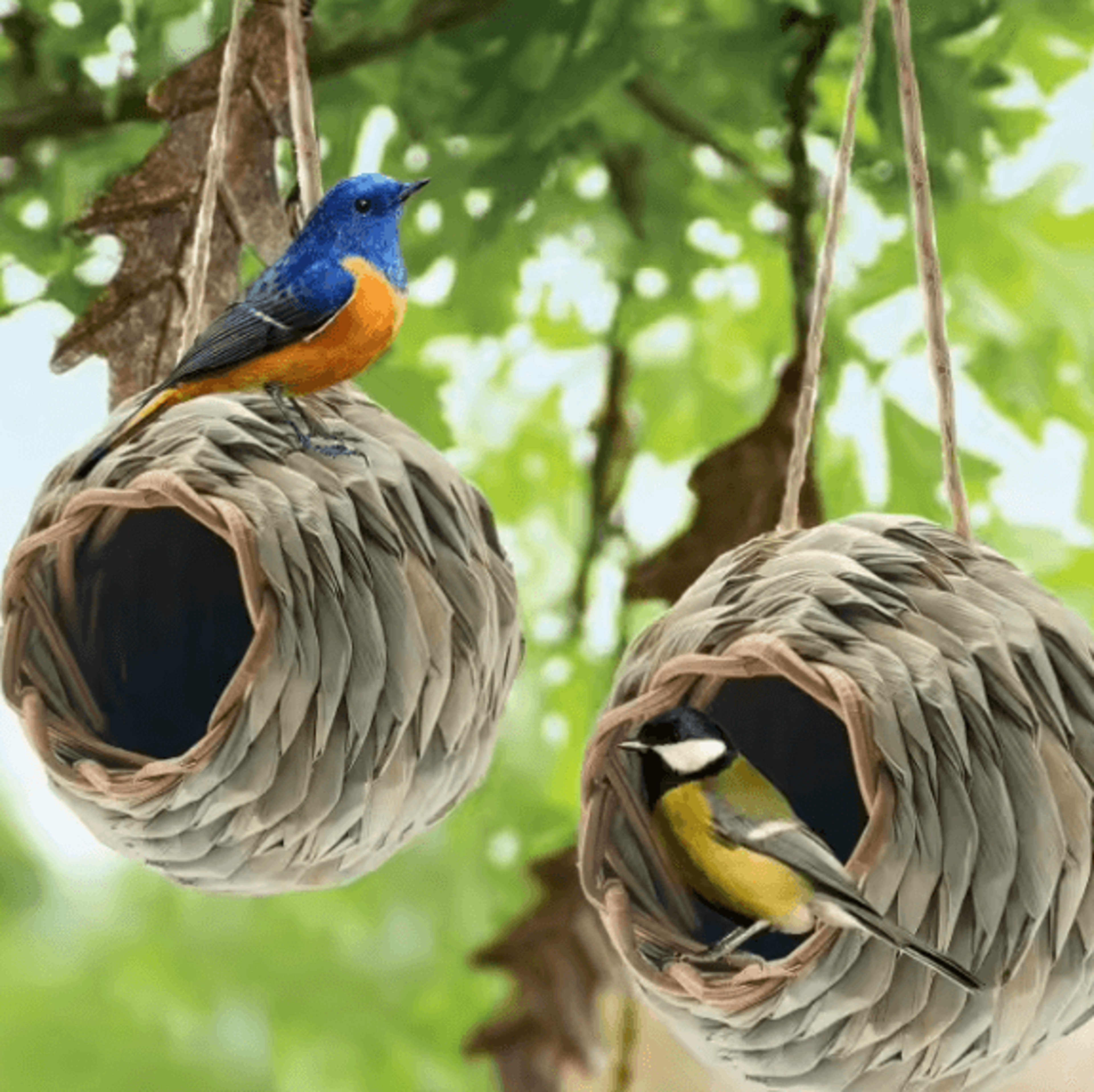 handwoven natural grass hanging bird nest house for outdoor garden birds