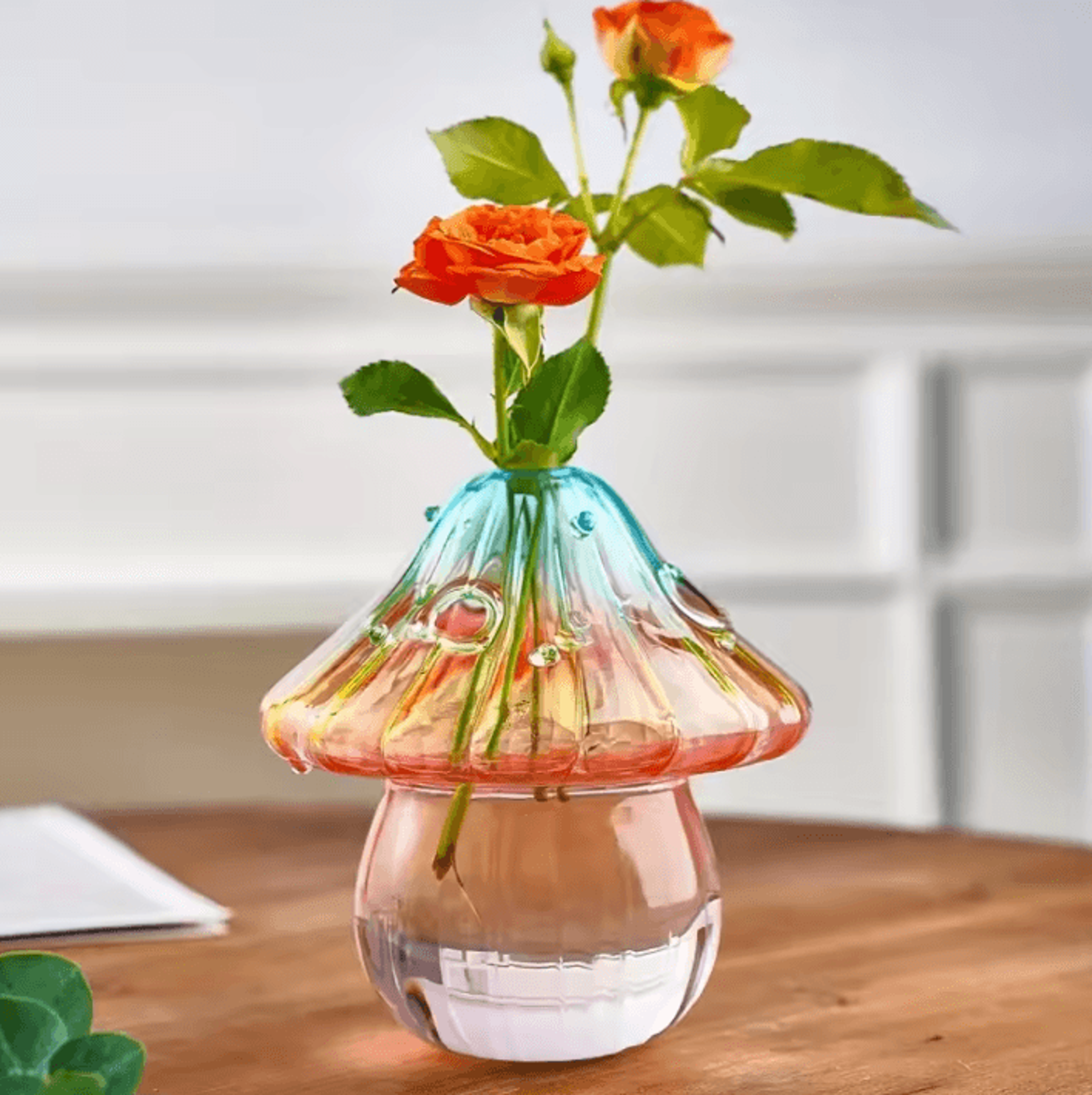 colorful mushroom glass hydroponic vase – transparent hydroponic vase for flowers, aromatherapy & home decor