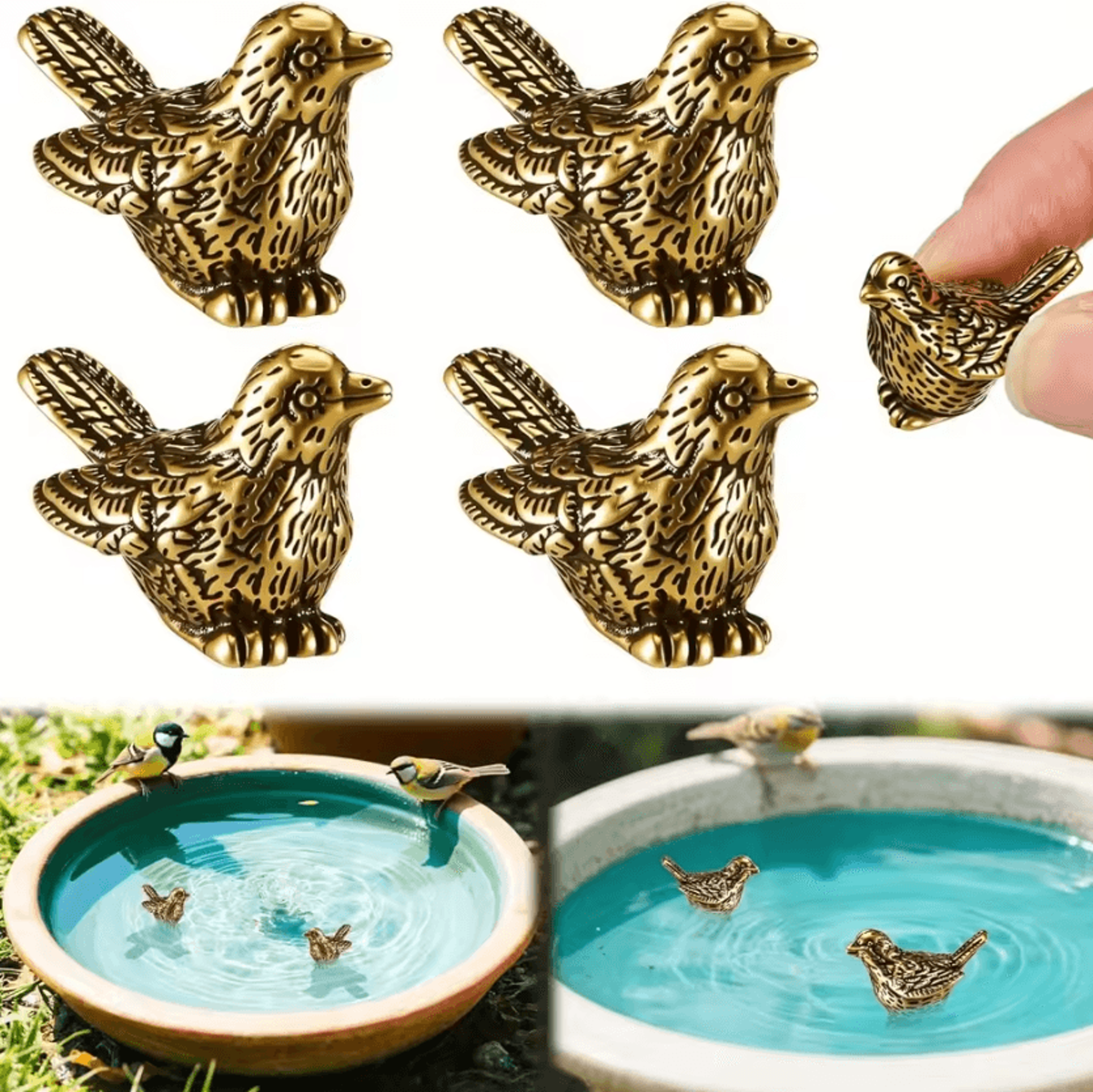 4pcs vintage brass butterfly garden decor – mini metal butterfly ornaments for bird baths, ponds & home decor