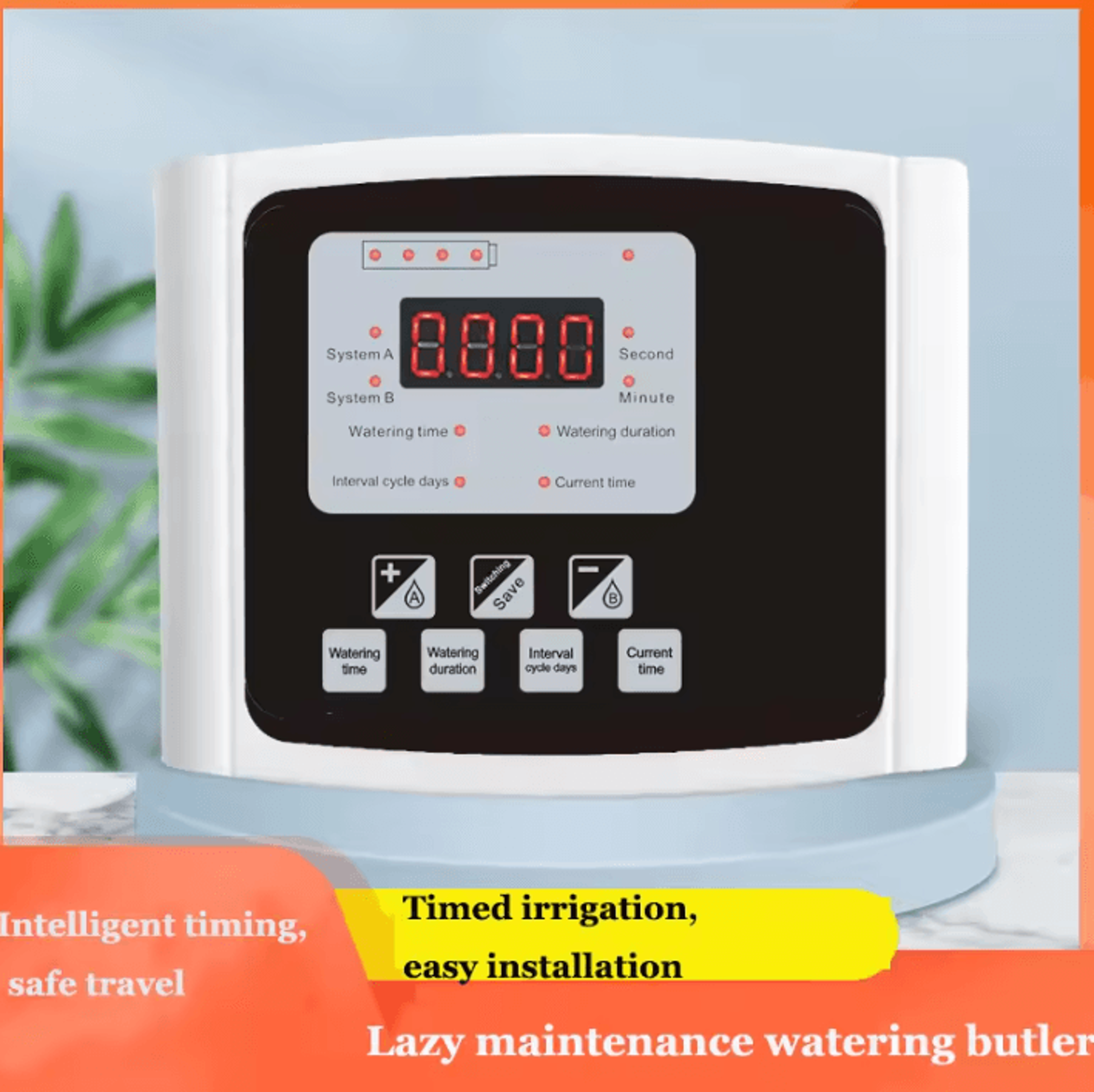 solar smart automatic watering system – double pump drip irrigation timer with adjustable valves for garden plants